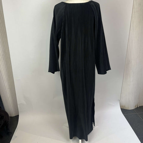 Malene Birger £400 Black Plisse Satin Maxi Dress M