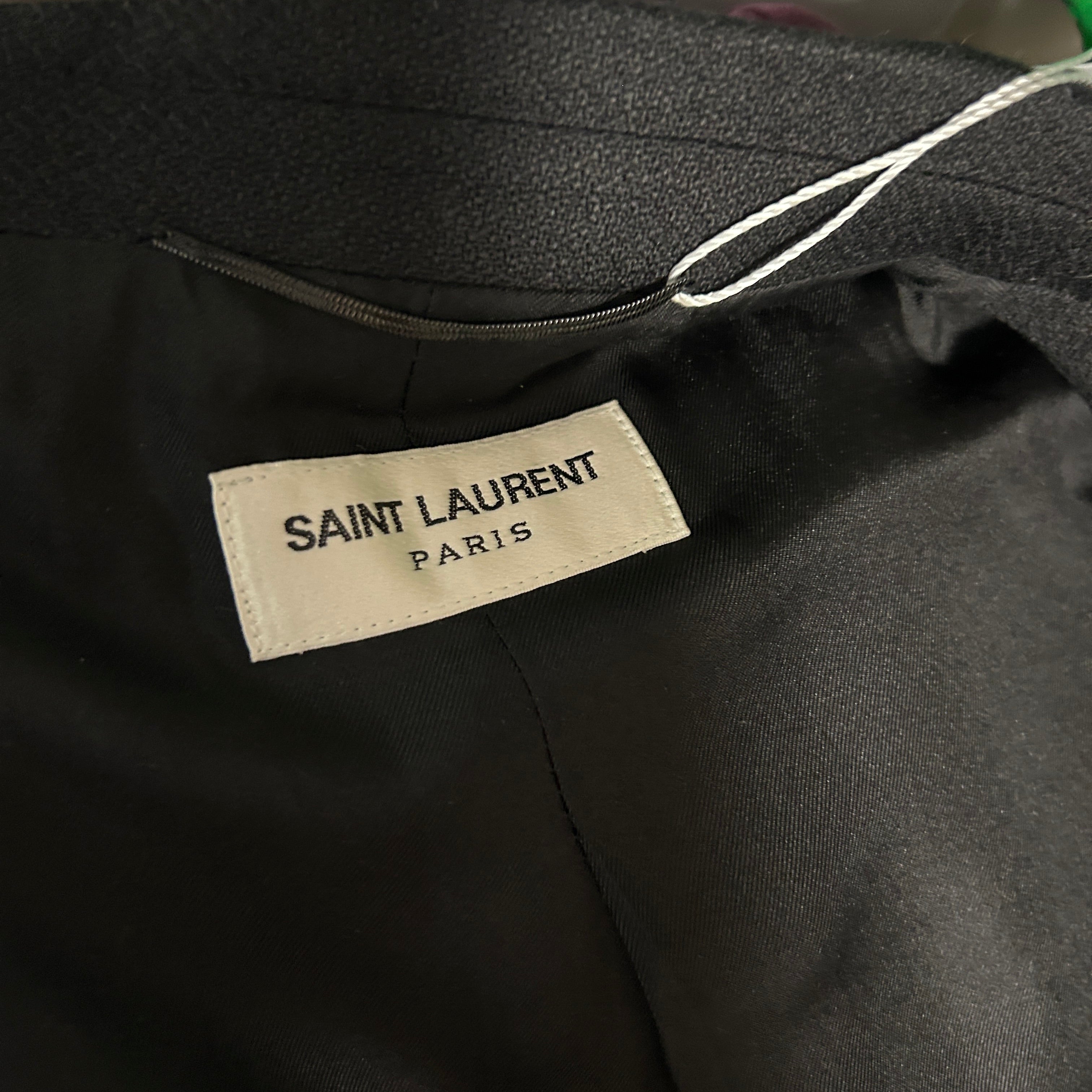 Saint Laurent New Black Wool Gold Button Blazer S