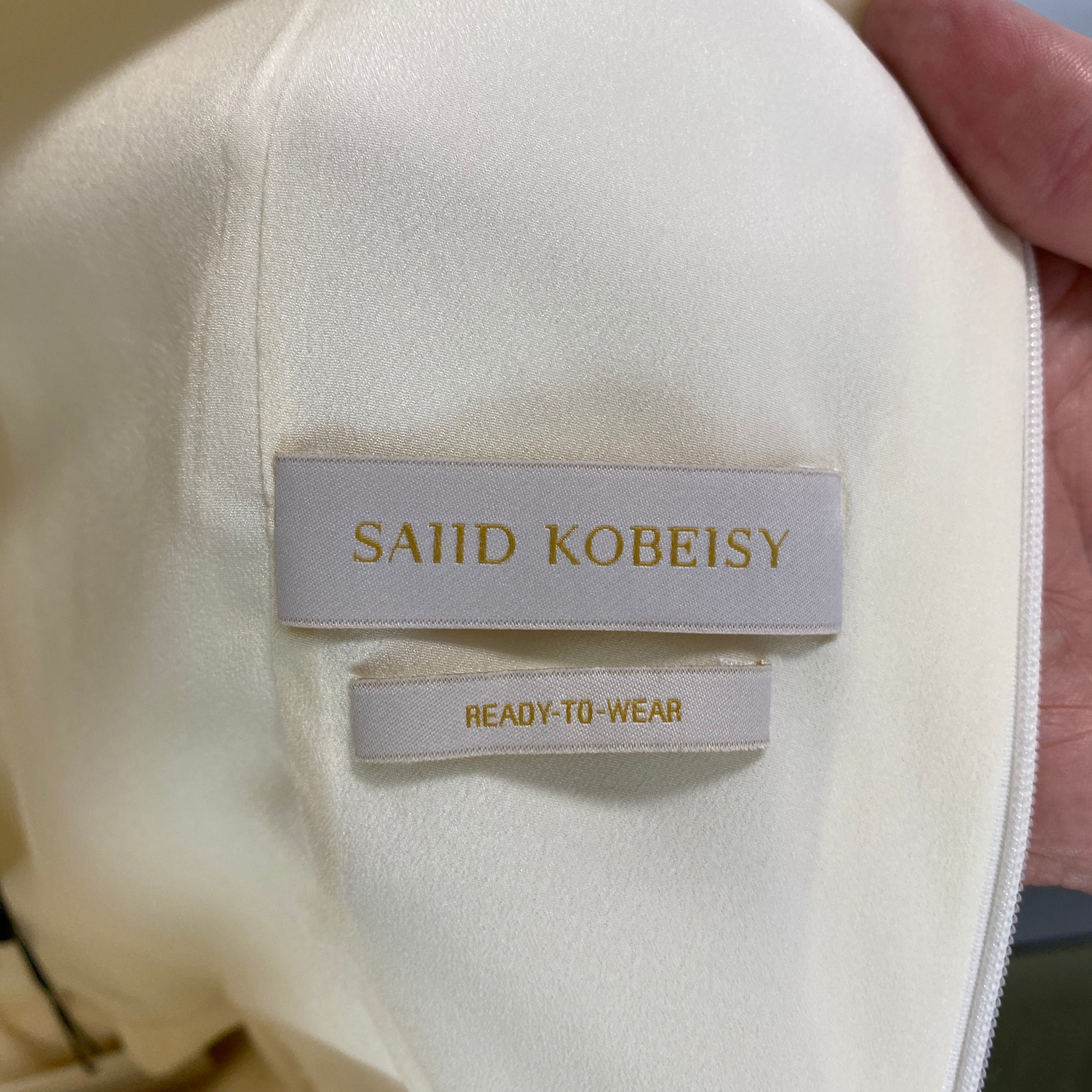 Saiid Kobeisy New £2873 Cream Lasercut Crepe Gown XS