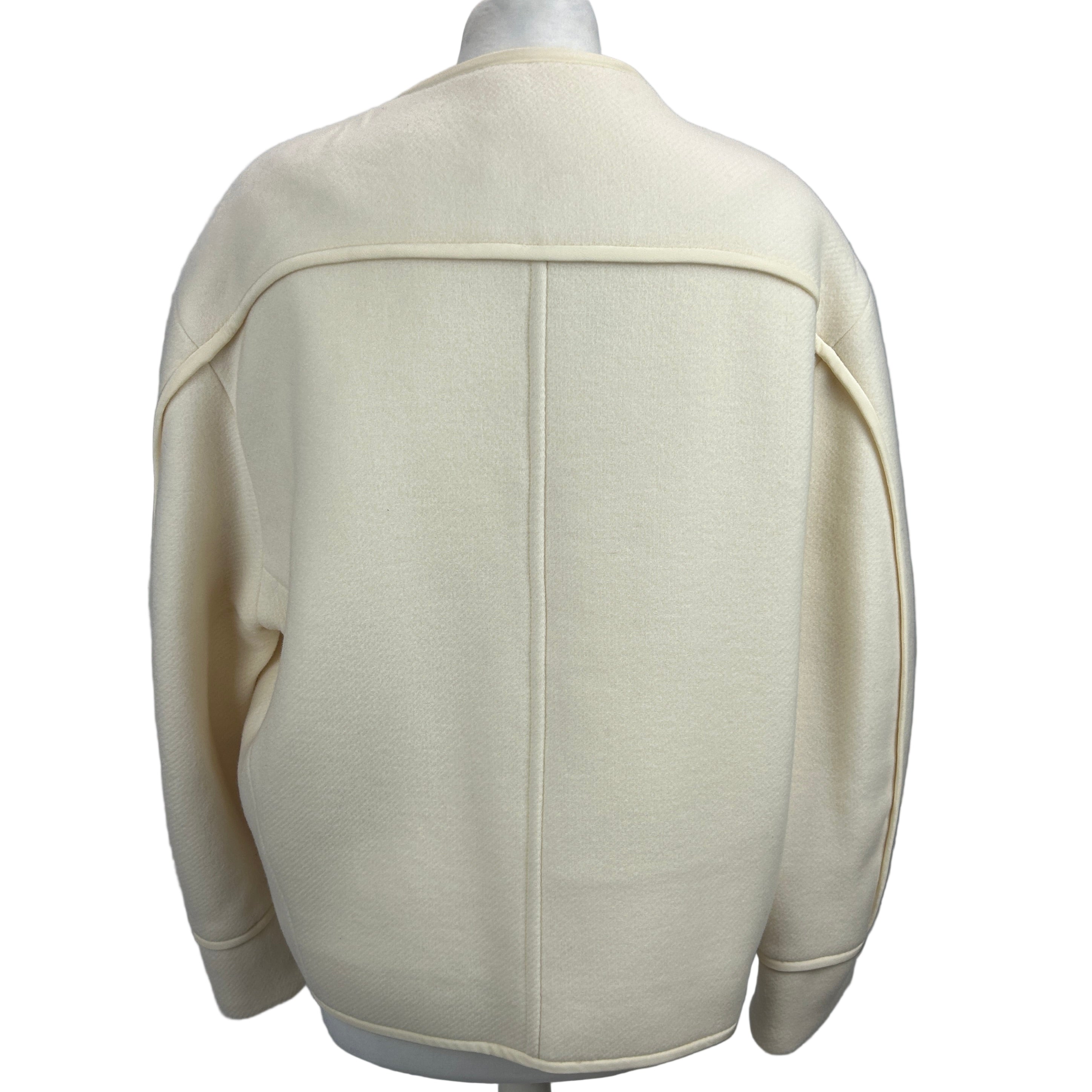 Chloe New £1510 Eden White Wool Mix Collarless Jacket L