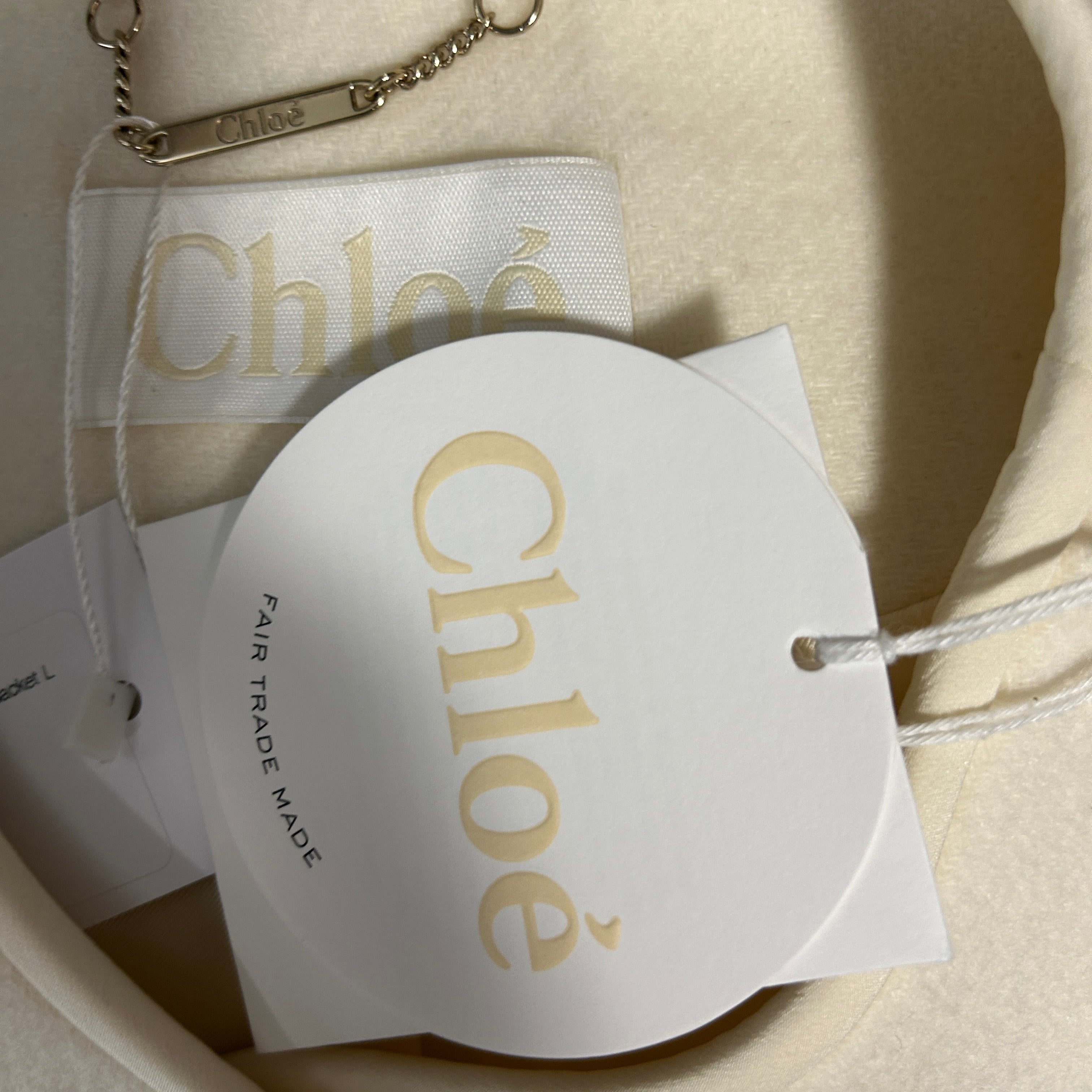 Chloe New £1510 Eden White Wool Mix Collarless Jacket L