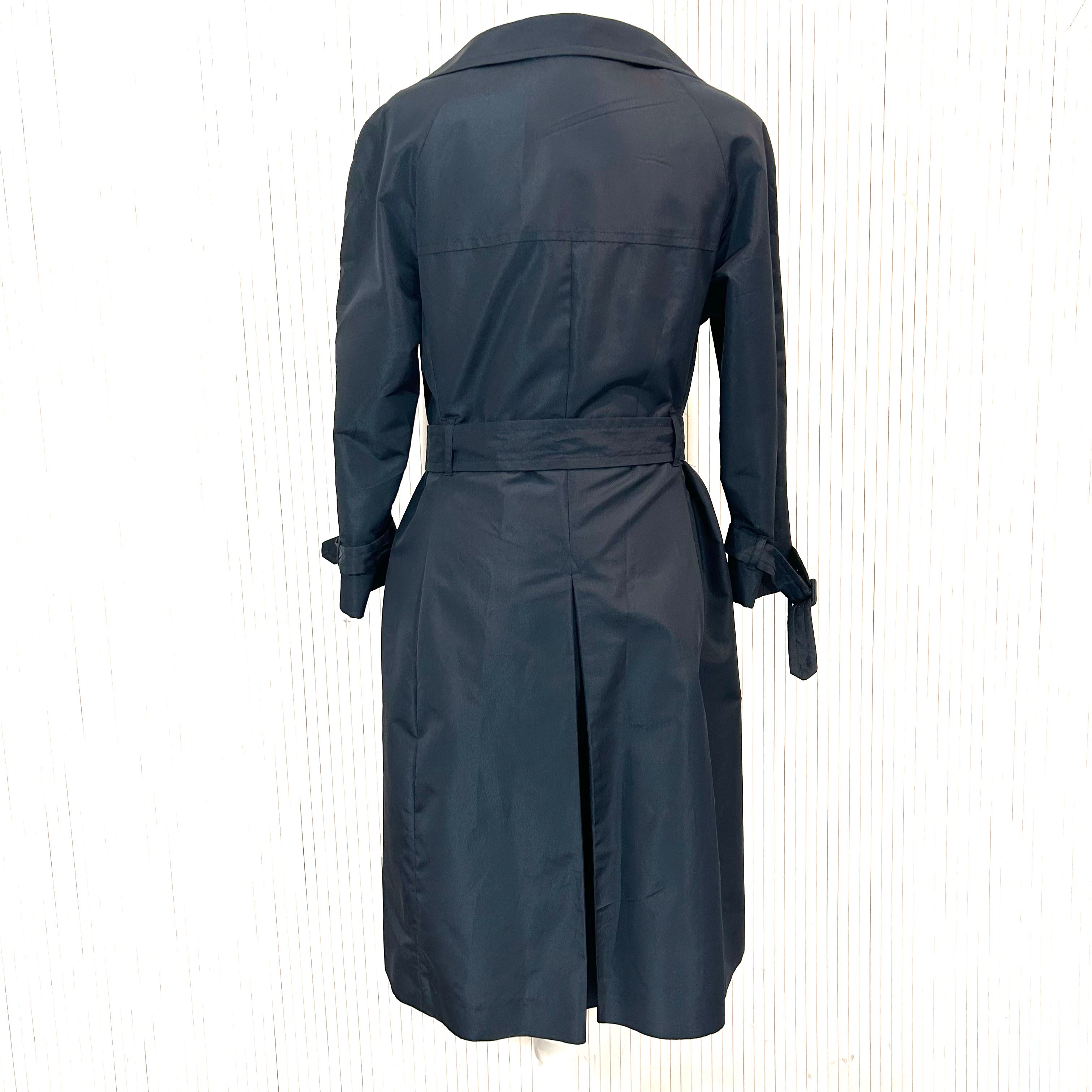 Prada Navy Silk Mix Lightweight Trench Coat M