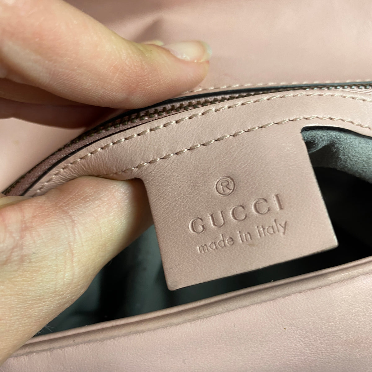 Gucci £2070 Pink Beige GG Marmont Medium Shoulderbag