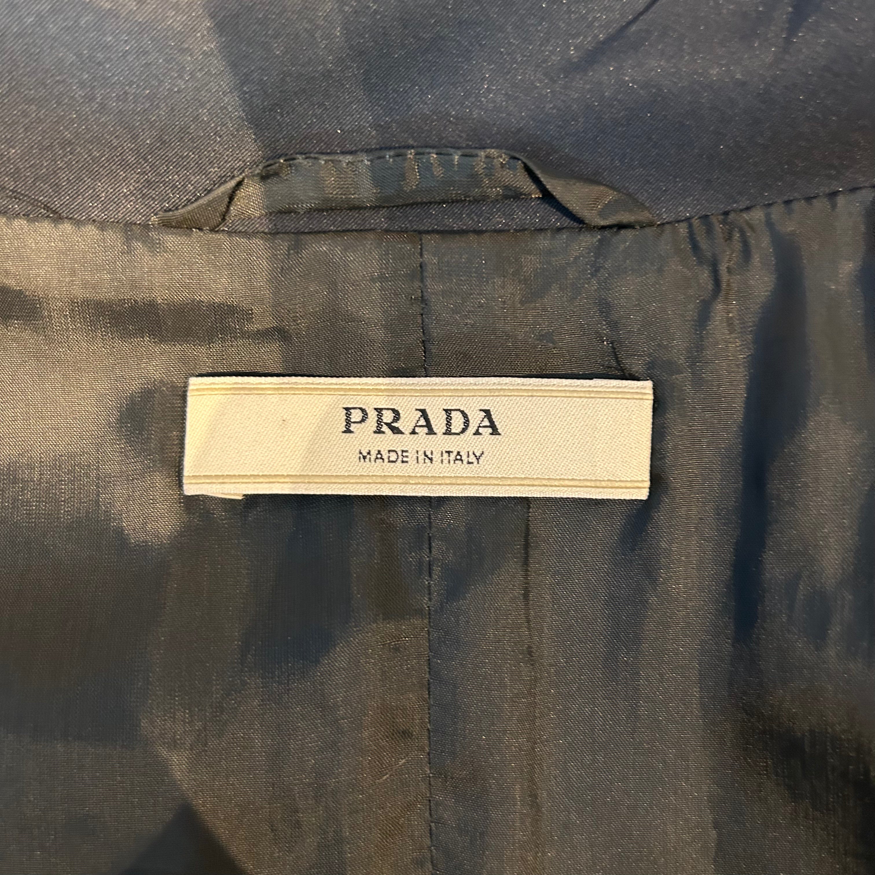 Prada Navy Silk Mix Lightweight Trench Coat M