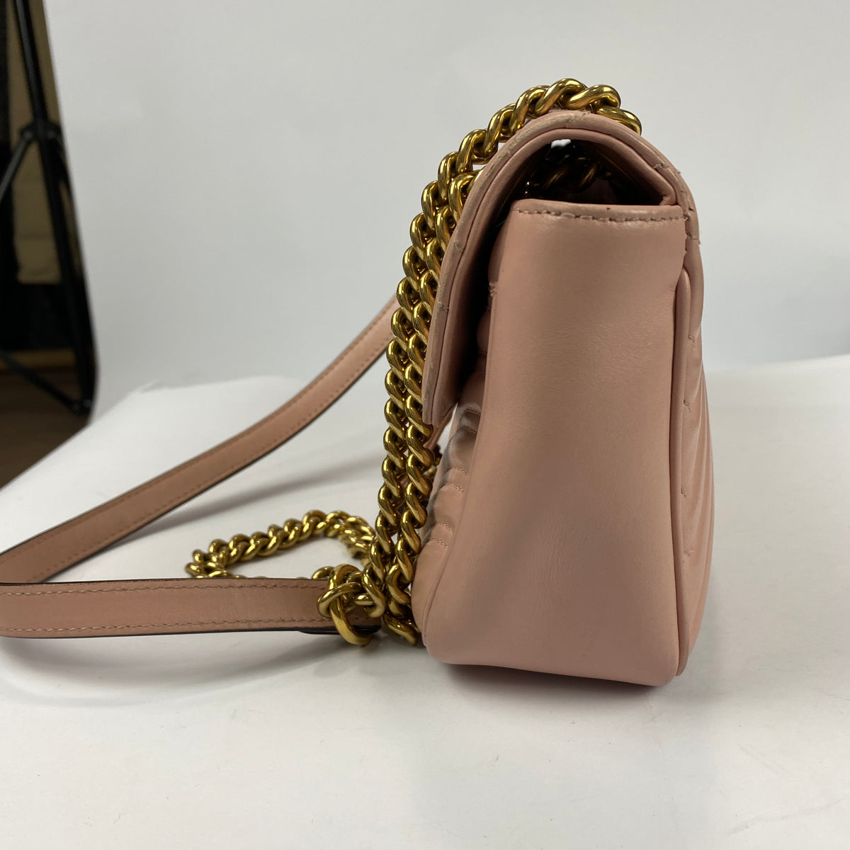 Gucci £2070 Pink Beige GG Marmont Medium Shoulderbag