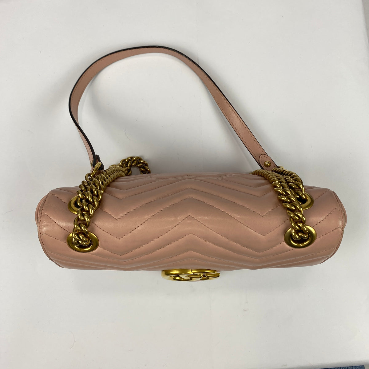 Gucci £2070 Pink Beige GG Marmont Medium Shoulderbag
