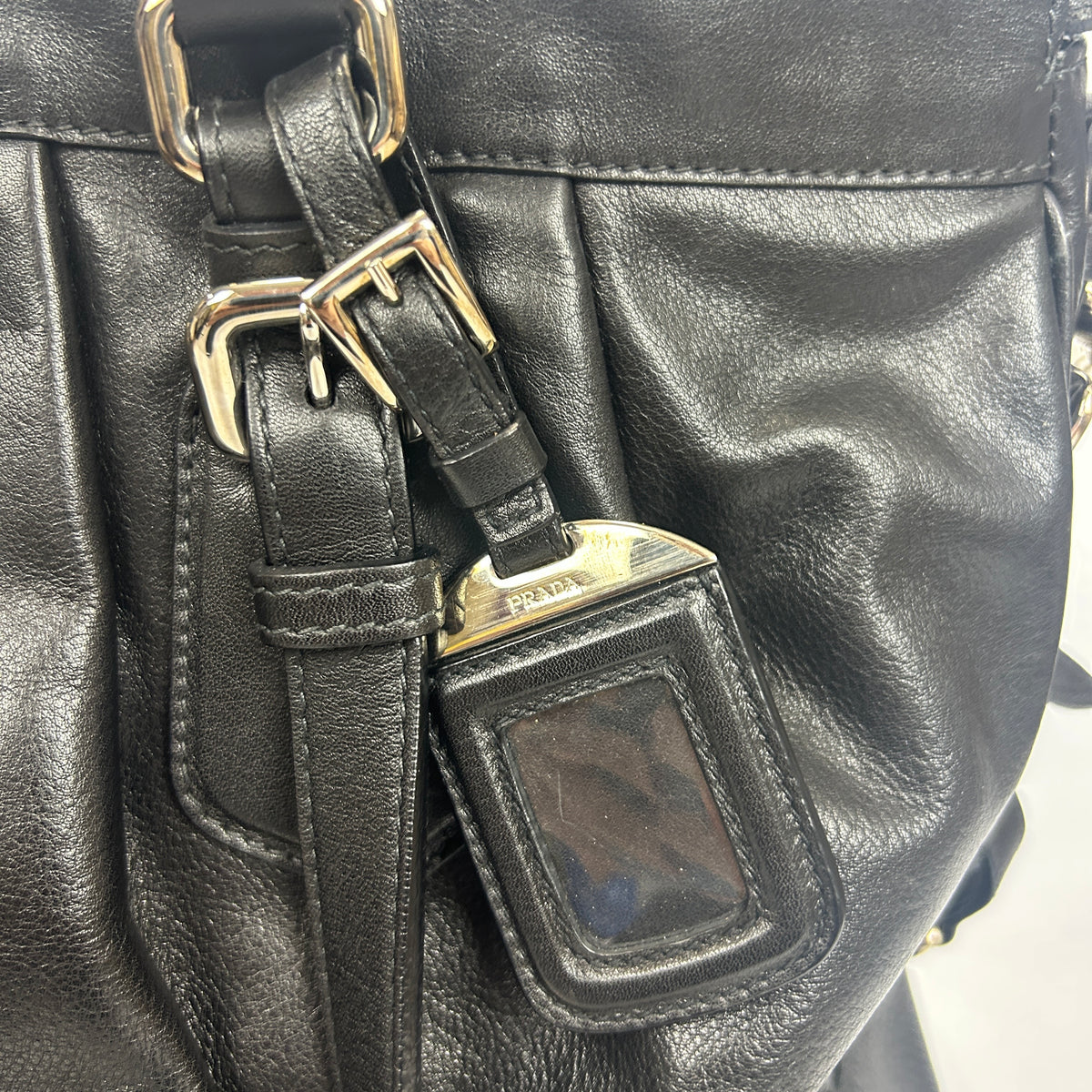 Prada Black Vitello Large Tote Satchel Bag