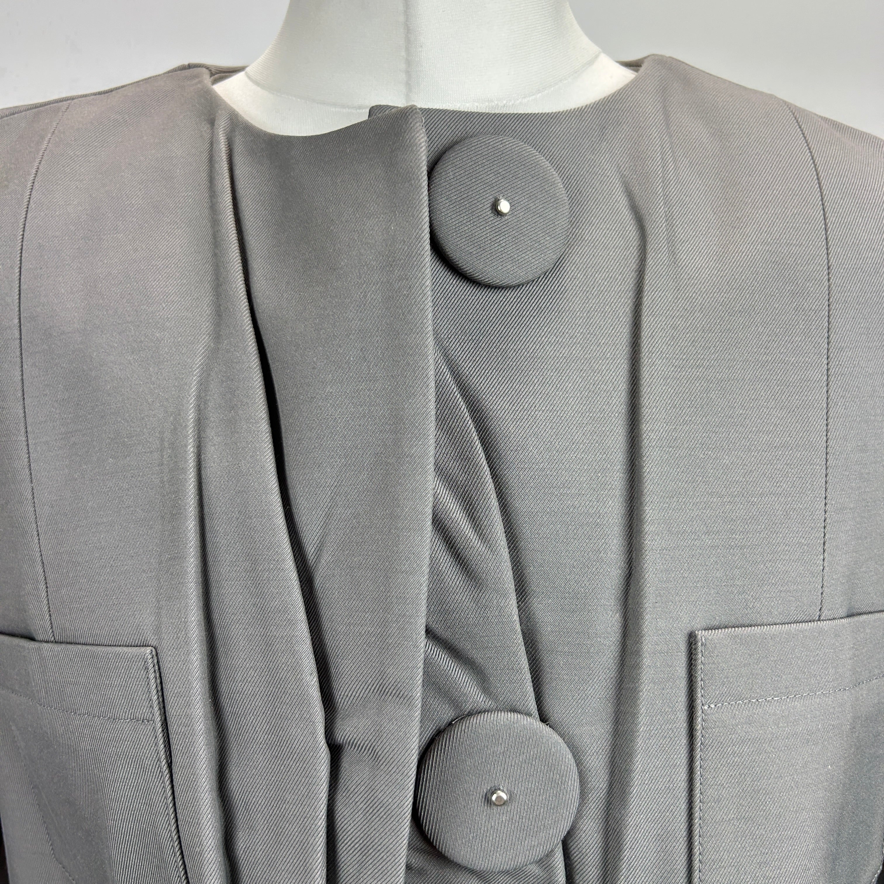 Prada £2400 Grey Gabardine Boxy Curve Jacket S/M/L