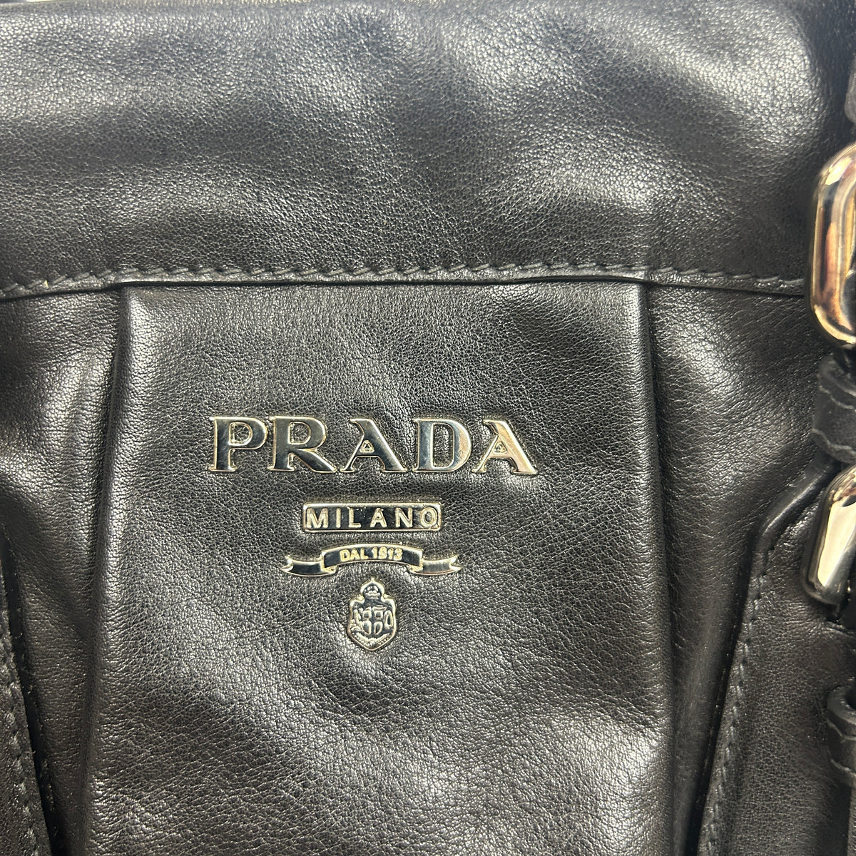 Prada Black Vitello Large Tote Satchel Bag