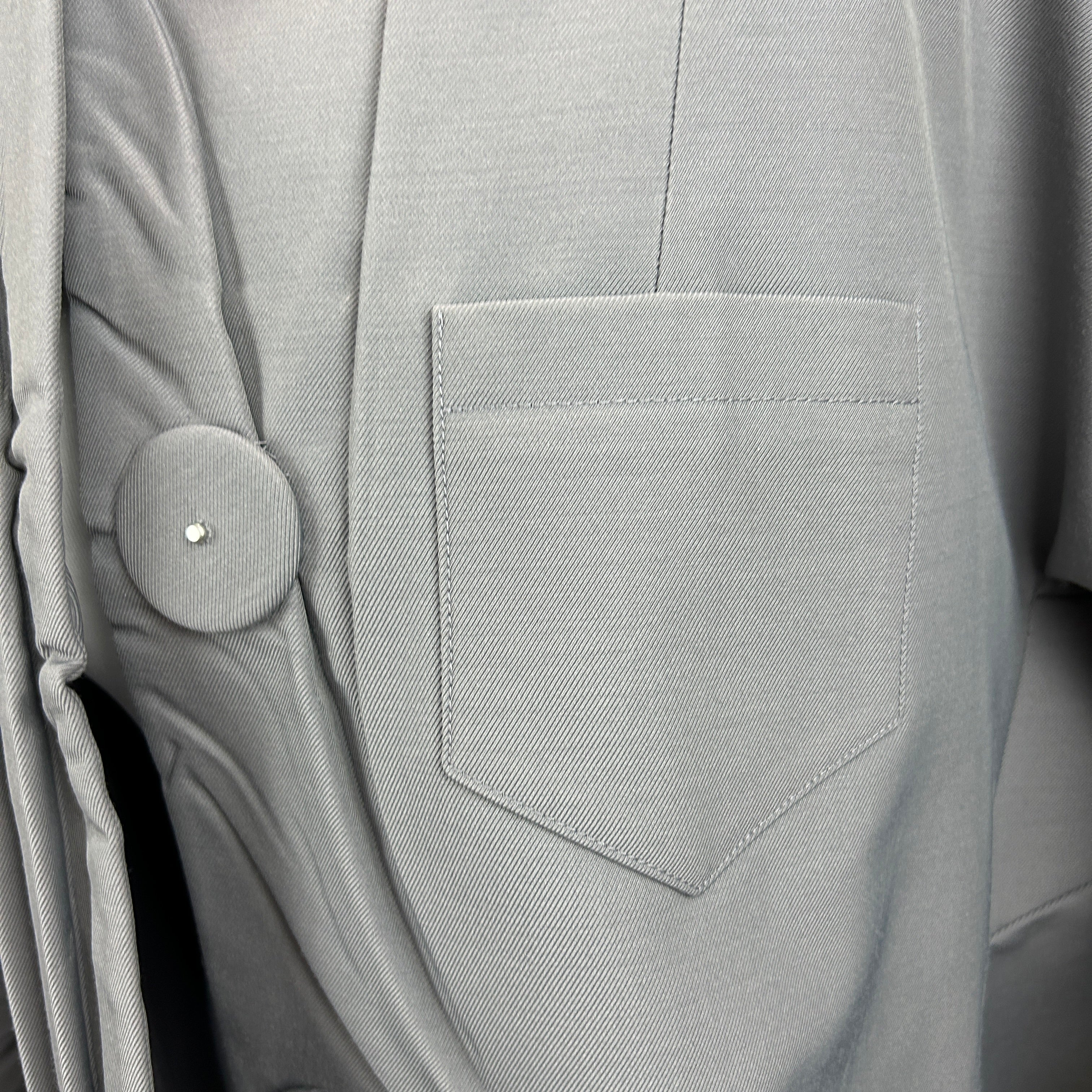 Prada £2400 Grey Gabardine Boxy Curve Jacket S/M/L