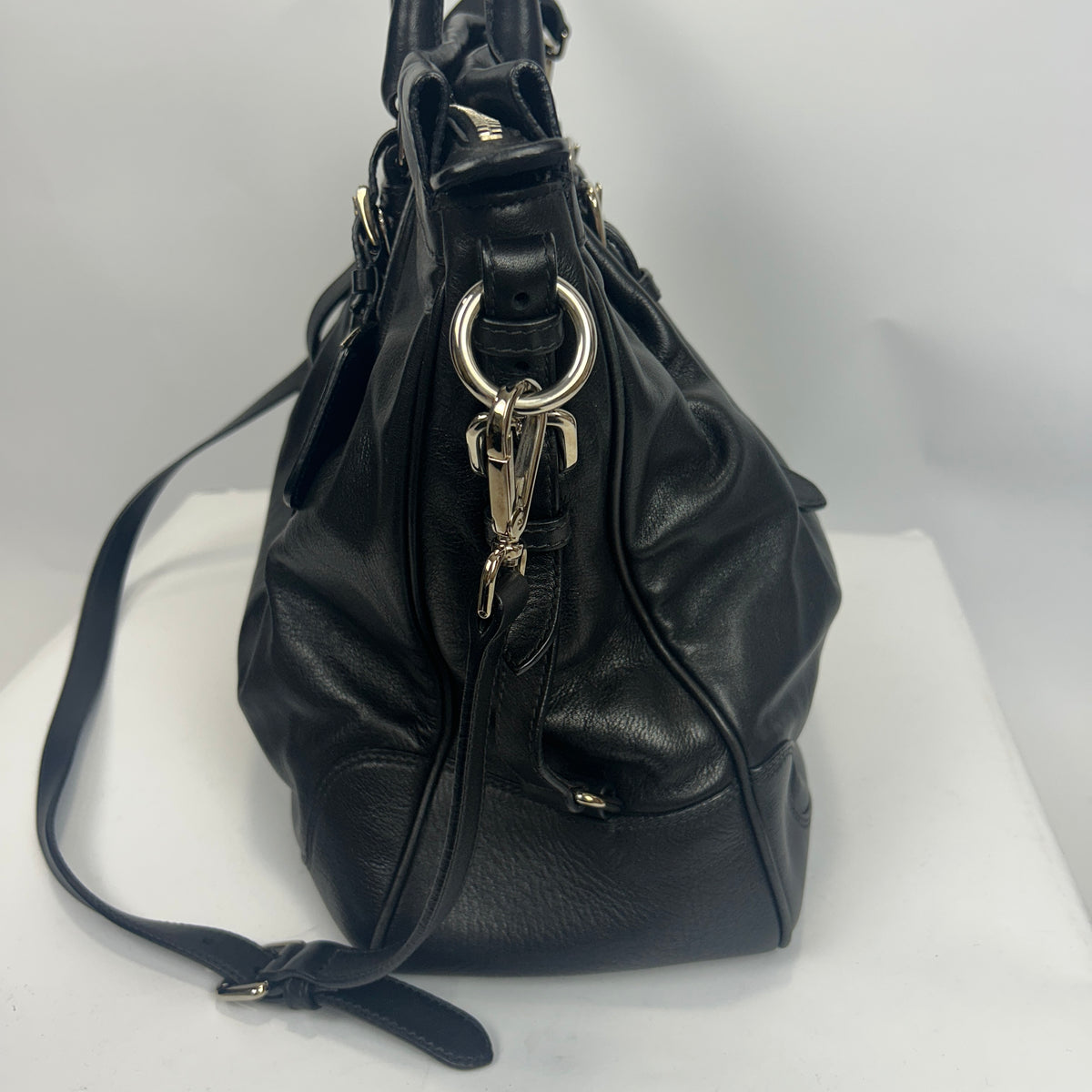 Prada Black Vitello Large Tote Satchel Bag