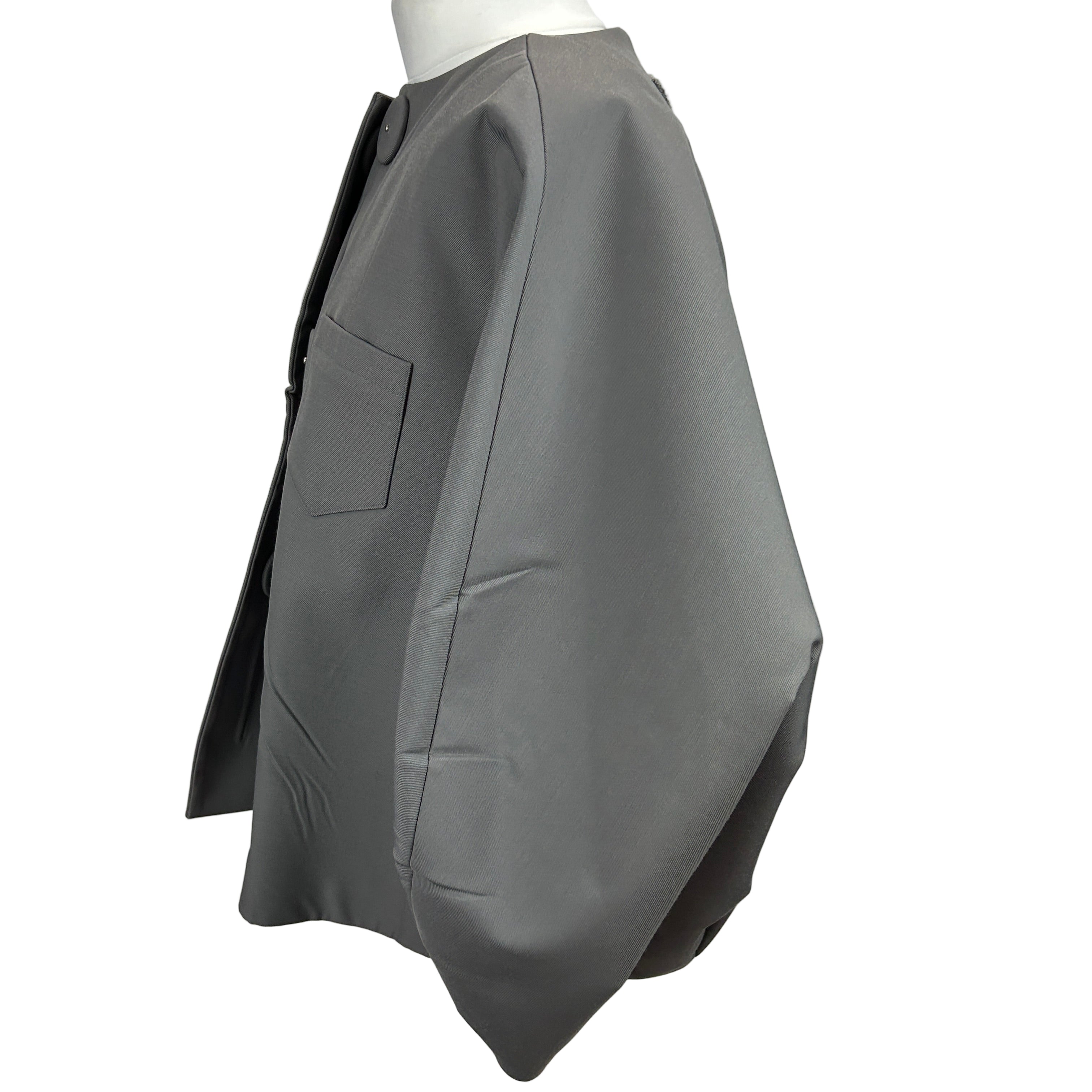 Prada £2400 Grey Gabardine Boxy Curve Jacket S/M/L