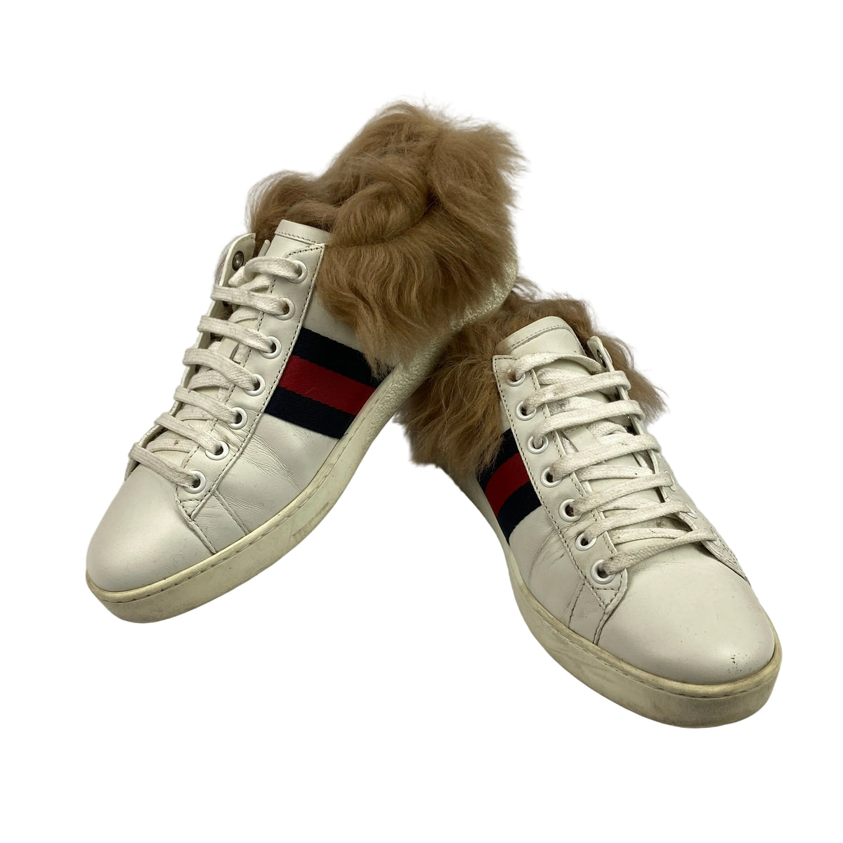 Gucci White Leather Ace Sheepskin Lined Trainers 37.5