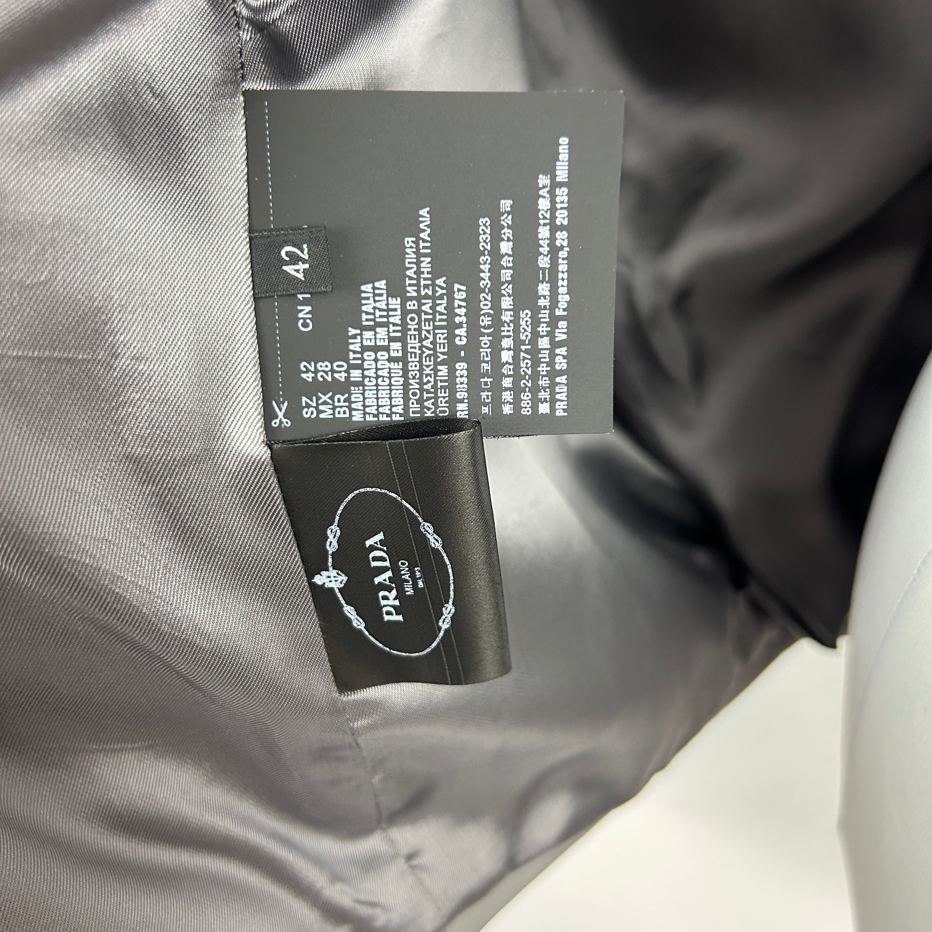 Prada £2400 Grey Gabardine Boxy Curve Jacket S/M/L