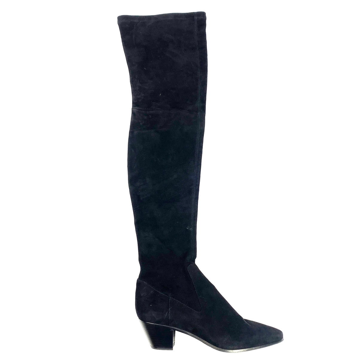 Maje Black Stretch Suede OTK Western Boots 38