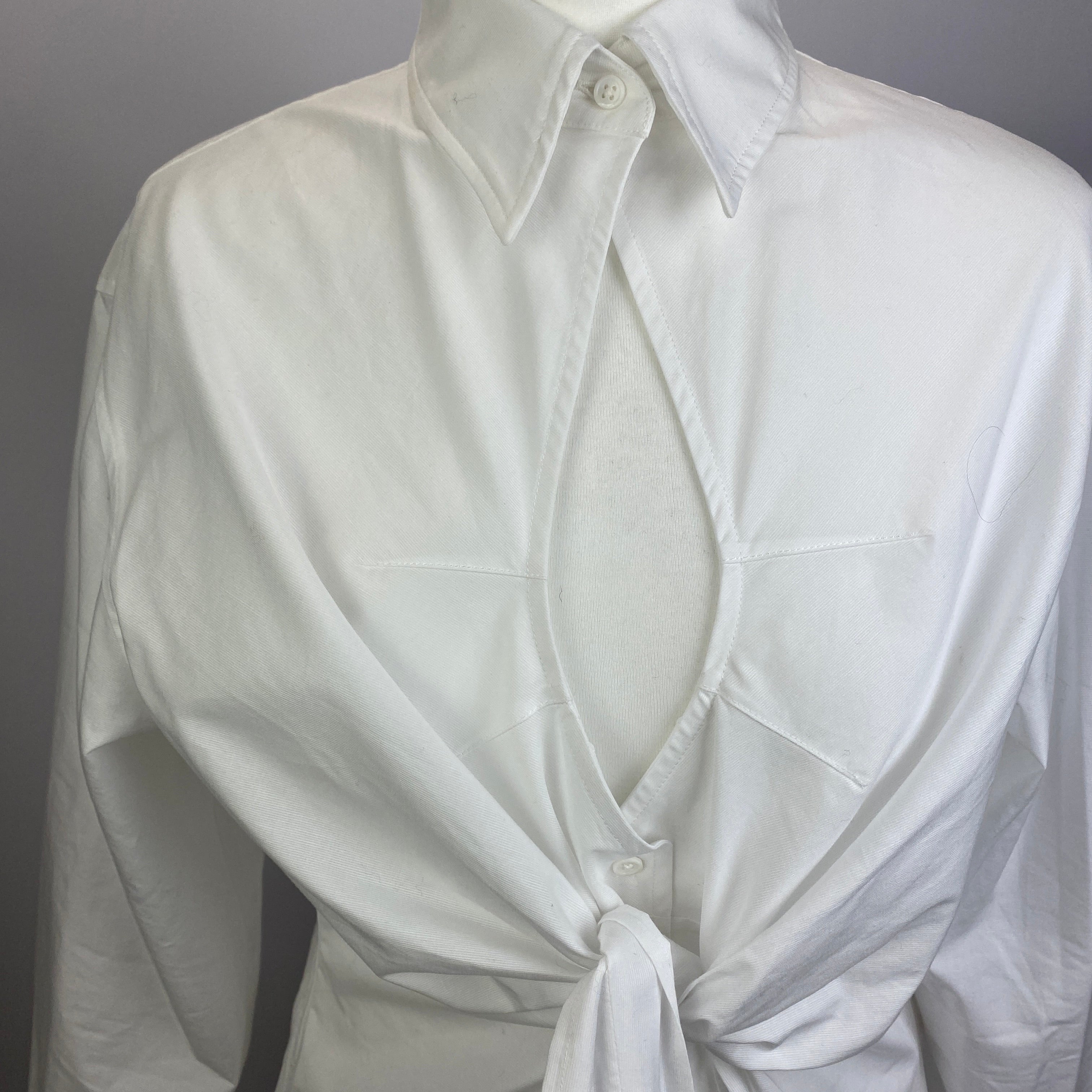 Wiggy Kit New £295 White Cotton Tie Front Shirt M