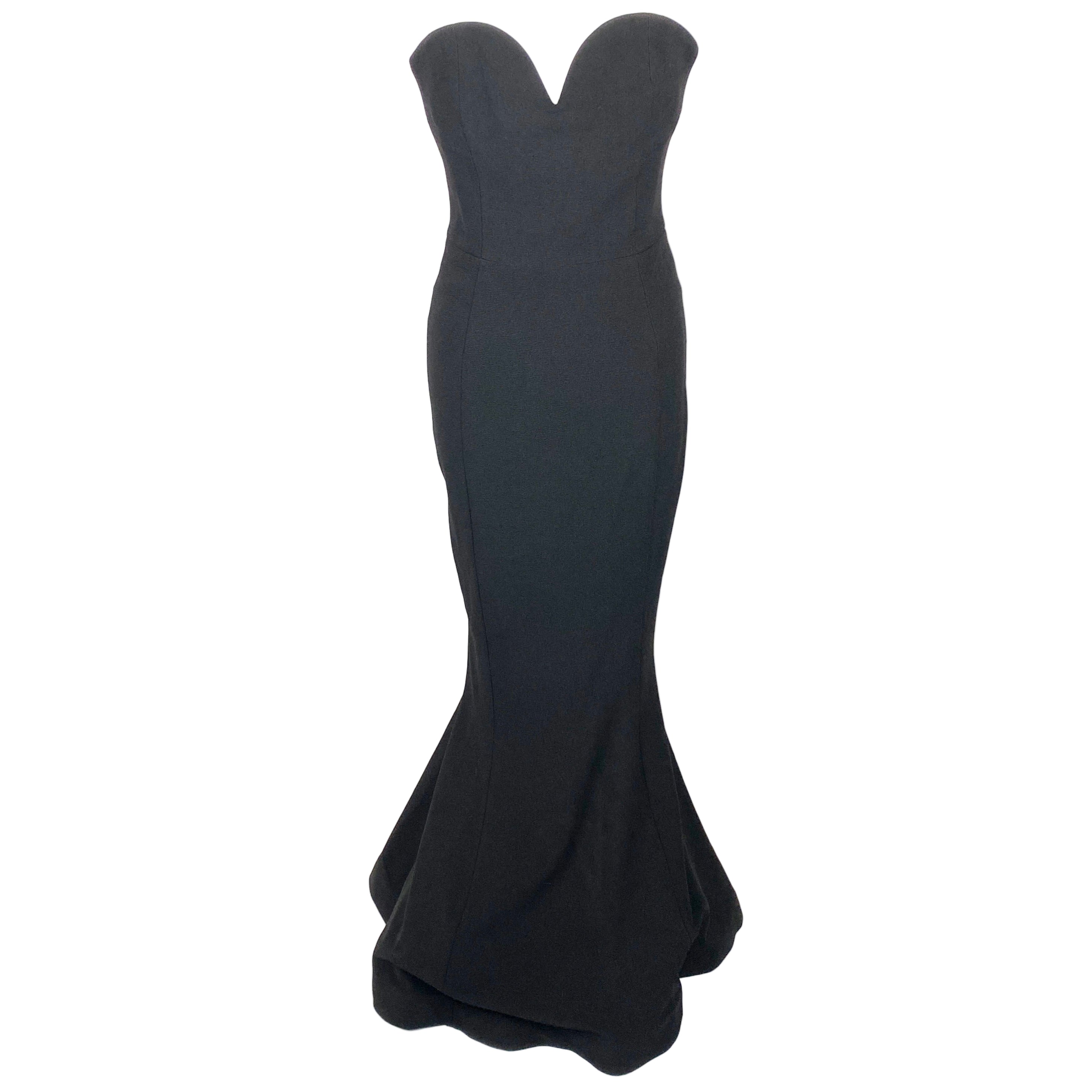 Rebecca Vallance New Black Crepe Strapless Gown XS