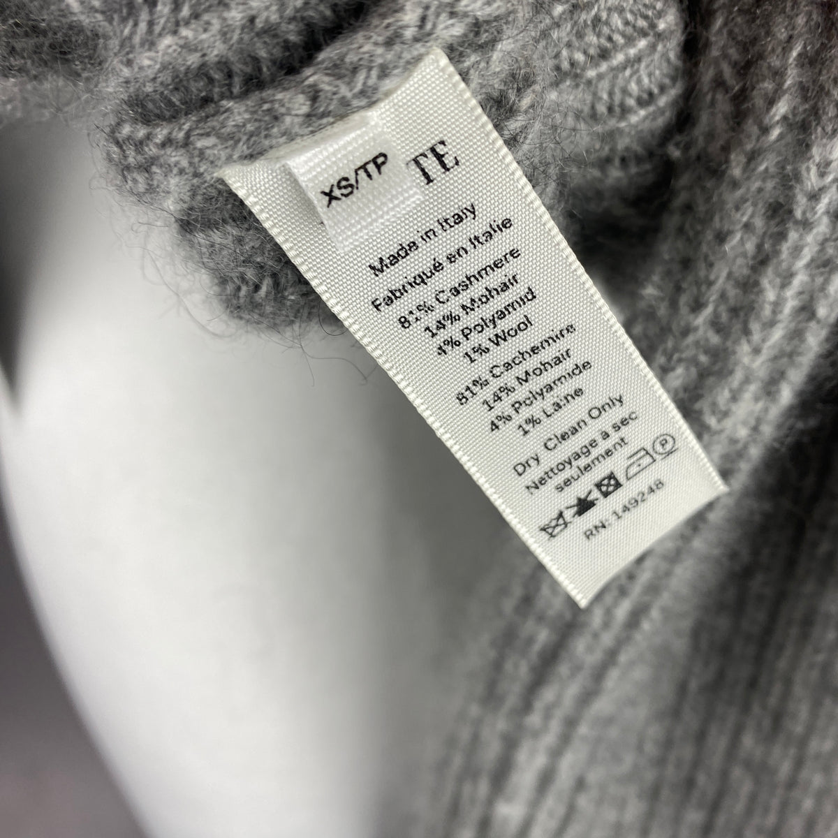 Khaite £2000 Grey Chunky Rib Fairisle Cashmere Mix Cardigan XS