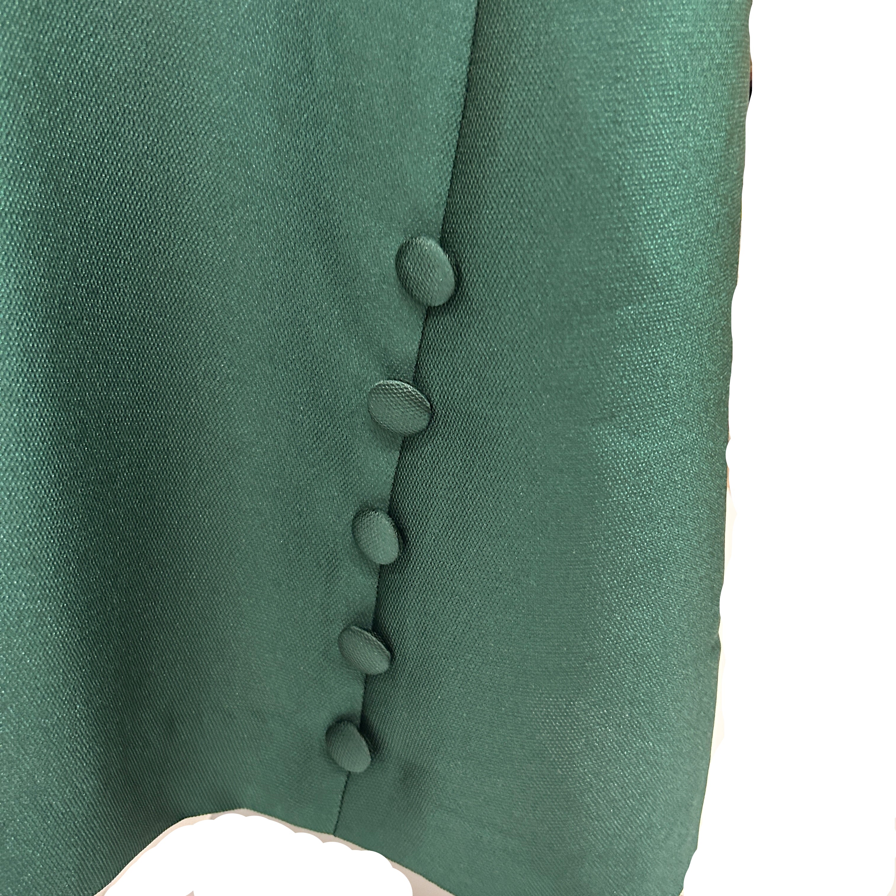 Reem Acra £2335 Emerald Ruffled Satin Pique Maxi Dress L/XL