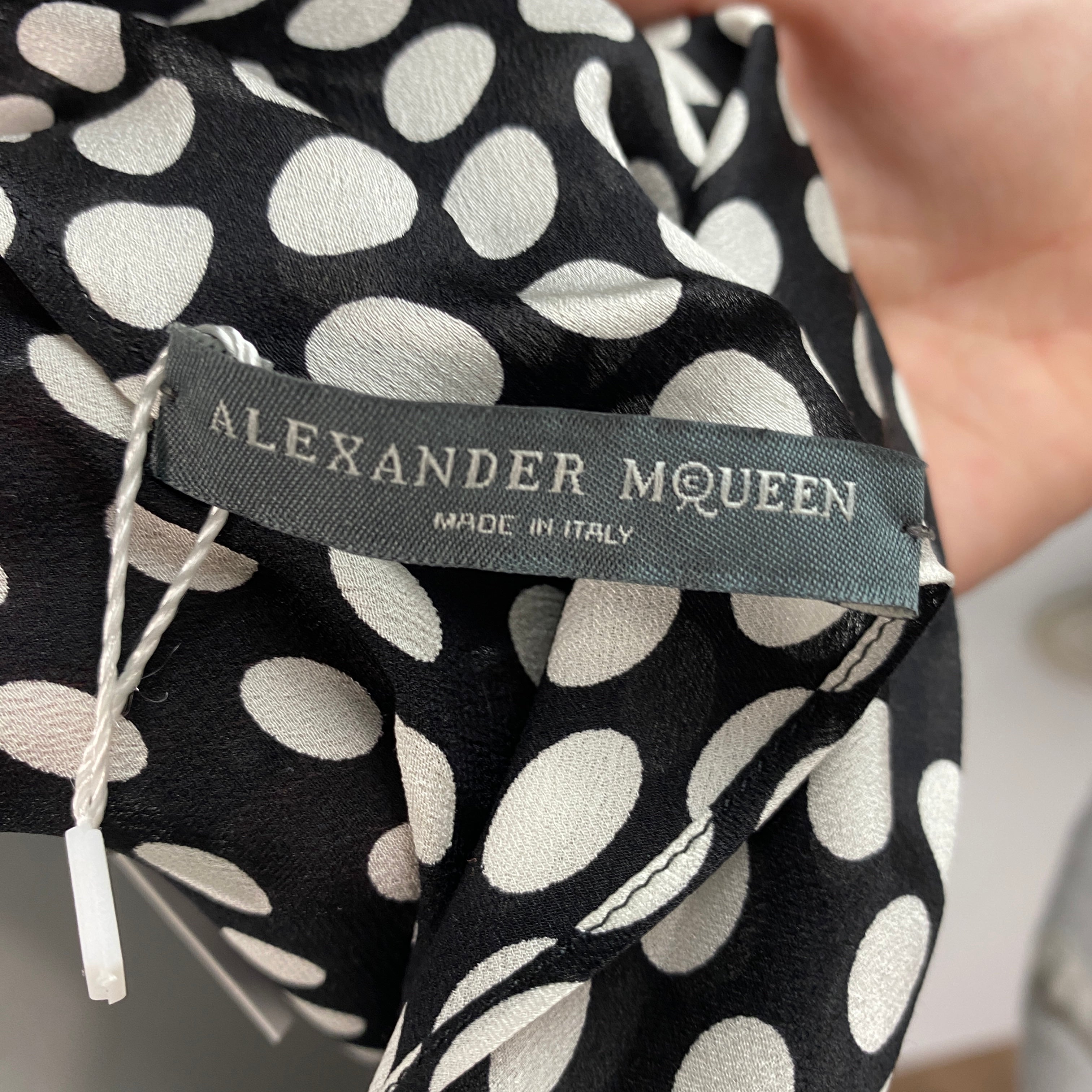 Alexander McQueen Polka Dot Silk & Wool Midi Dress XS