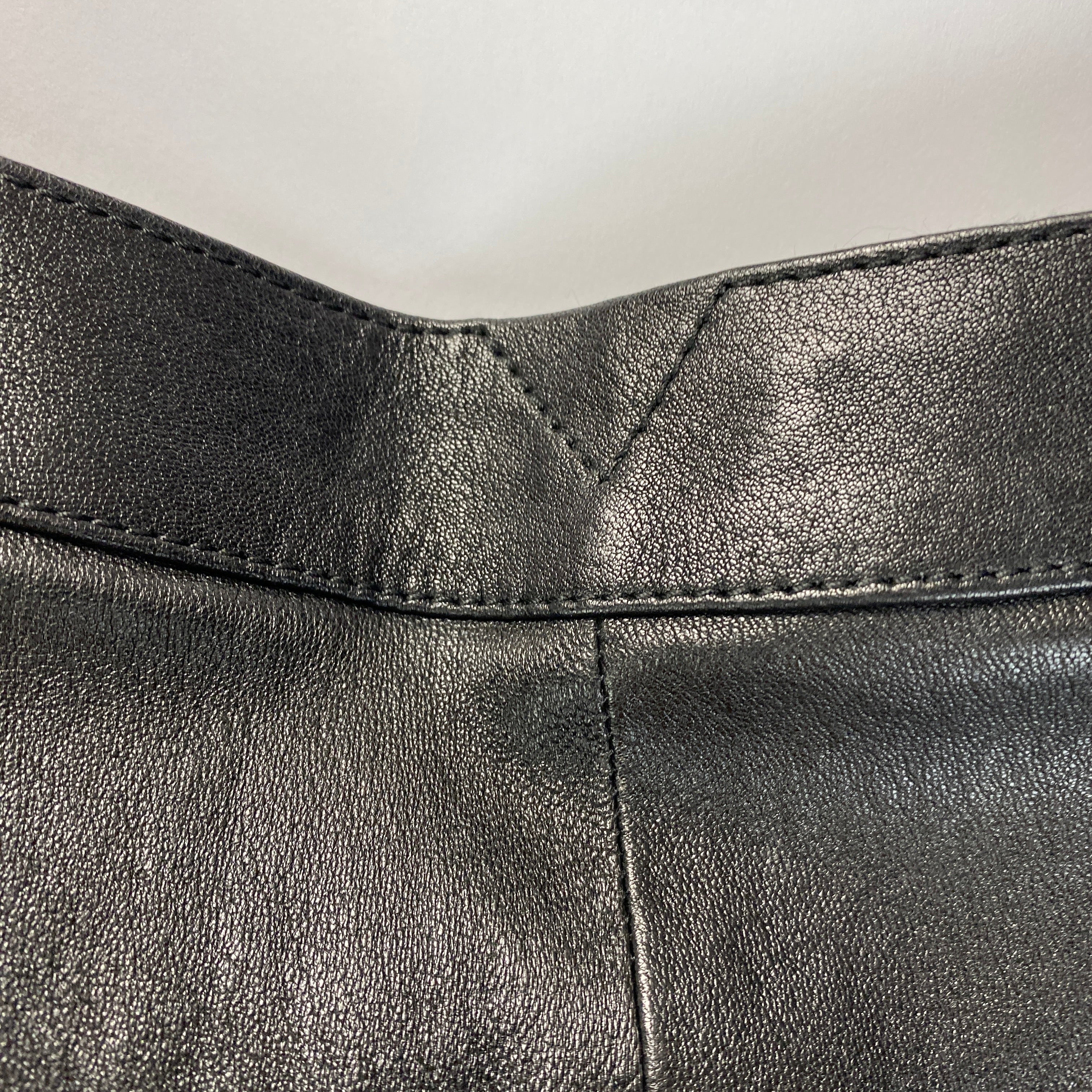 Louis Vuitton Black Faux Leather Panelled Ankle Zip Leggings XS