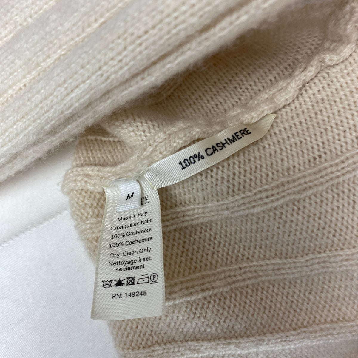 Khaite £810 Cream Cashmere Rib Collared Hans Sweater XS-M