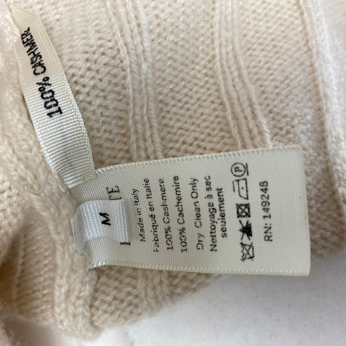 Khaite £810 Cream Cashmere Rib Collared Hans Sweater XS-M