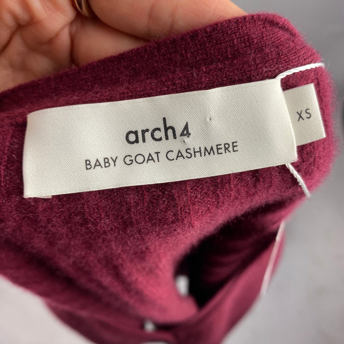 Arch4 £350 Merlot Baby Cashmere Rib Cardigan XS
