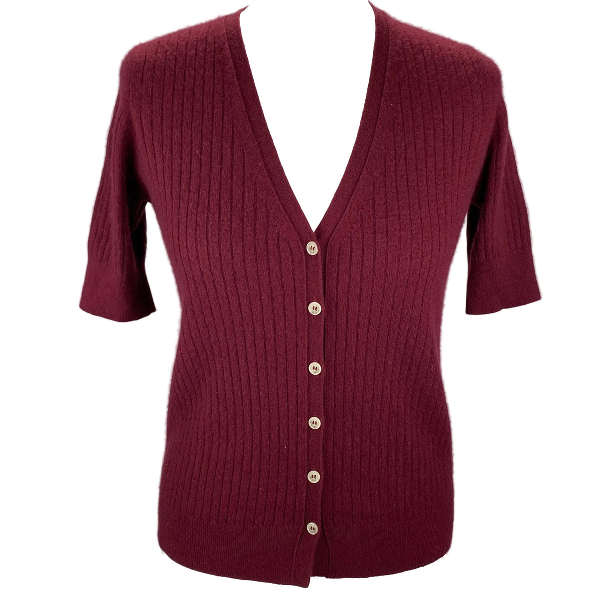 Arch4 £350 Merlot Baby Cashmere Rib Cardigan XS