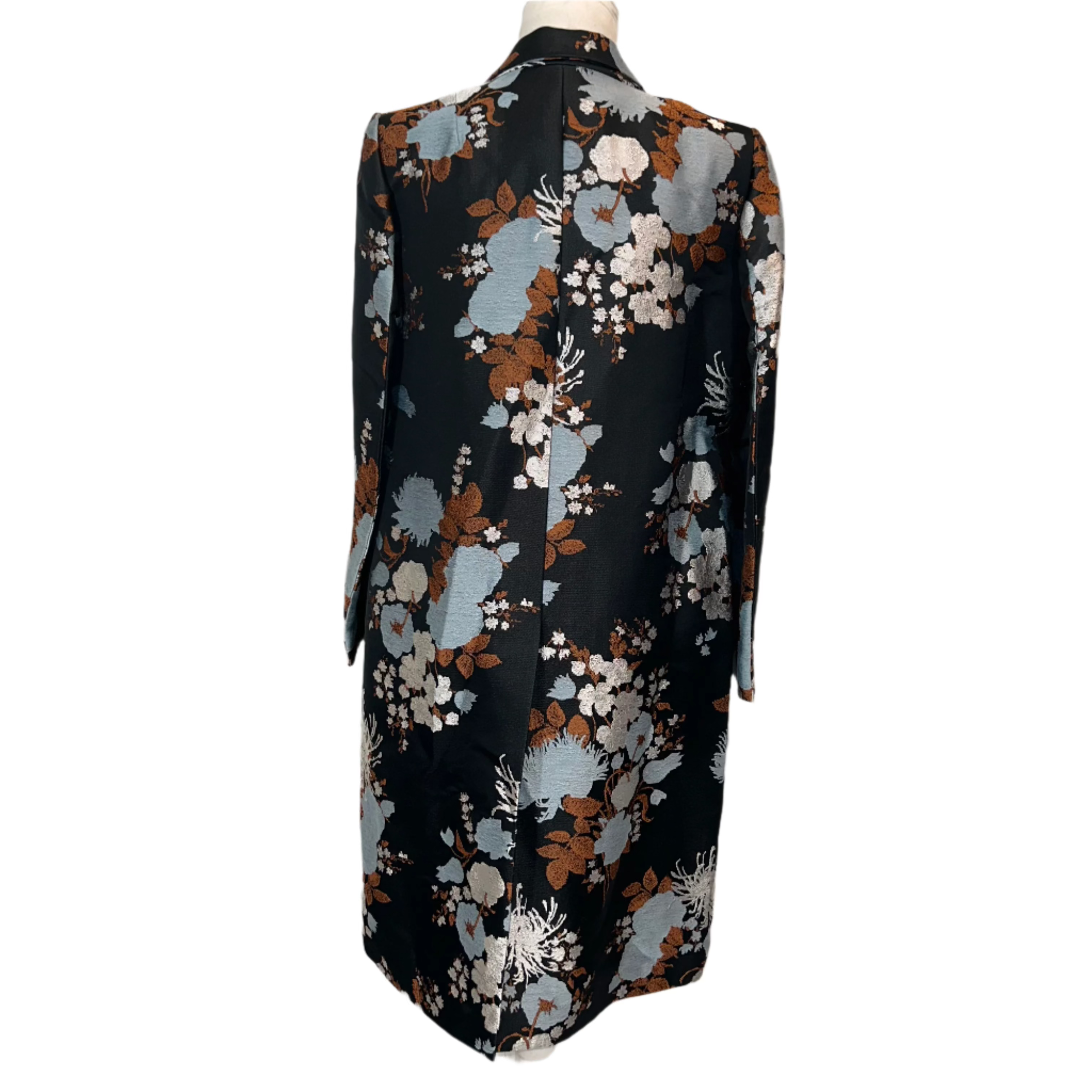 Dries Van Noten New Black Silver & Bronze Brocade Coat M