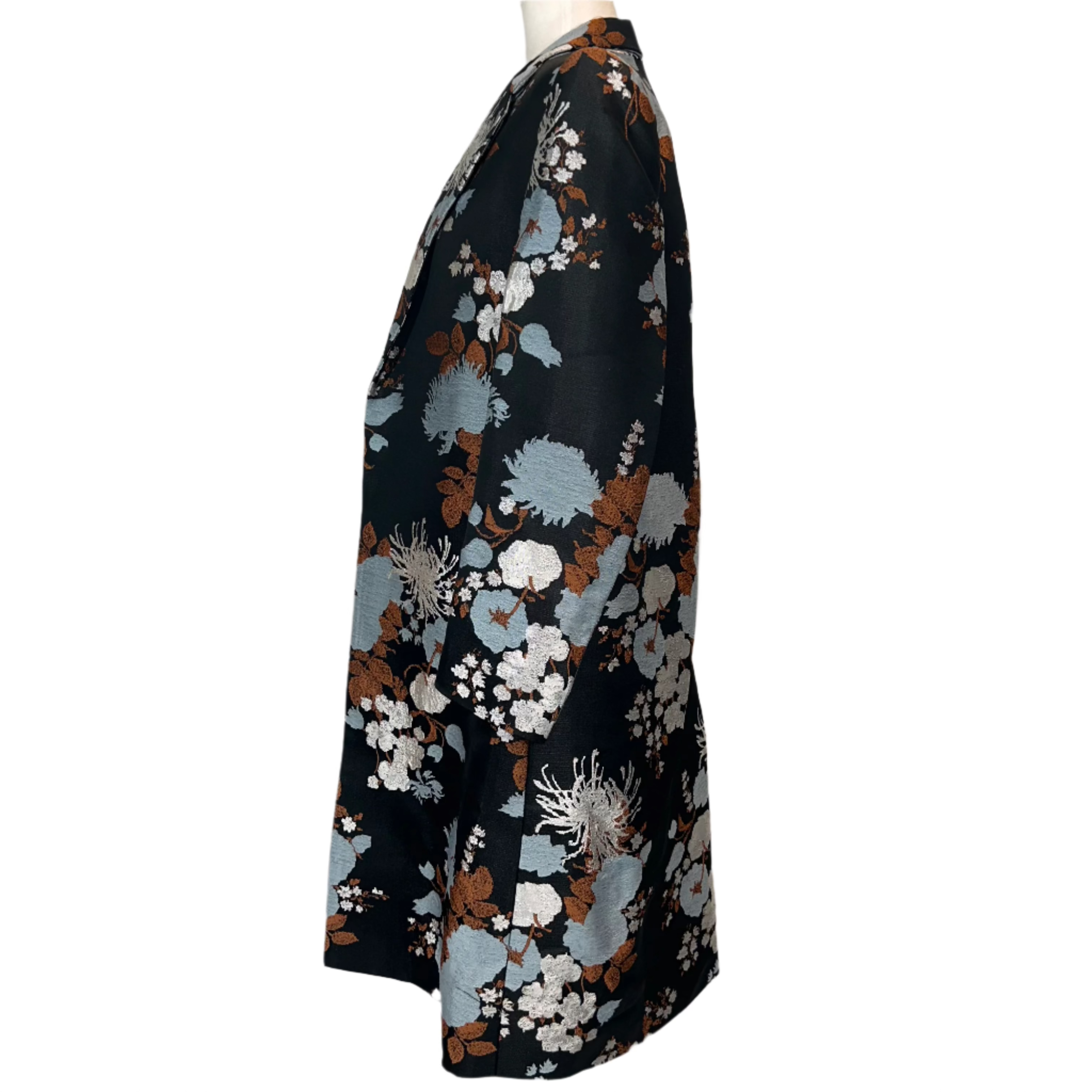 Dries Van Noten New Black Silver & Bronze Brocade Coat M