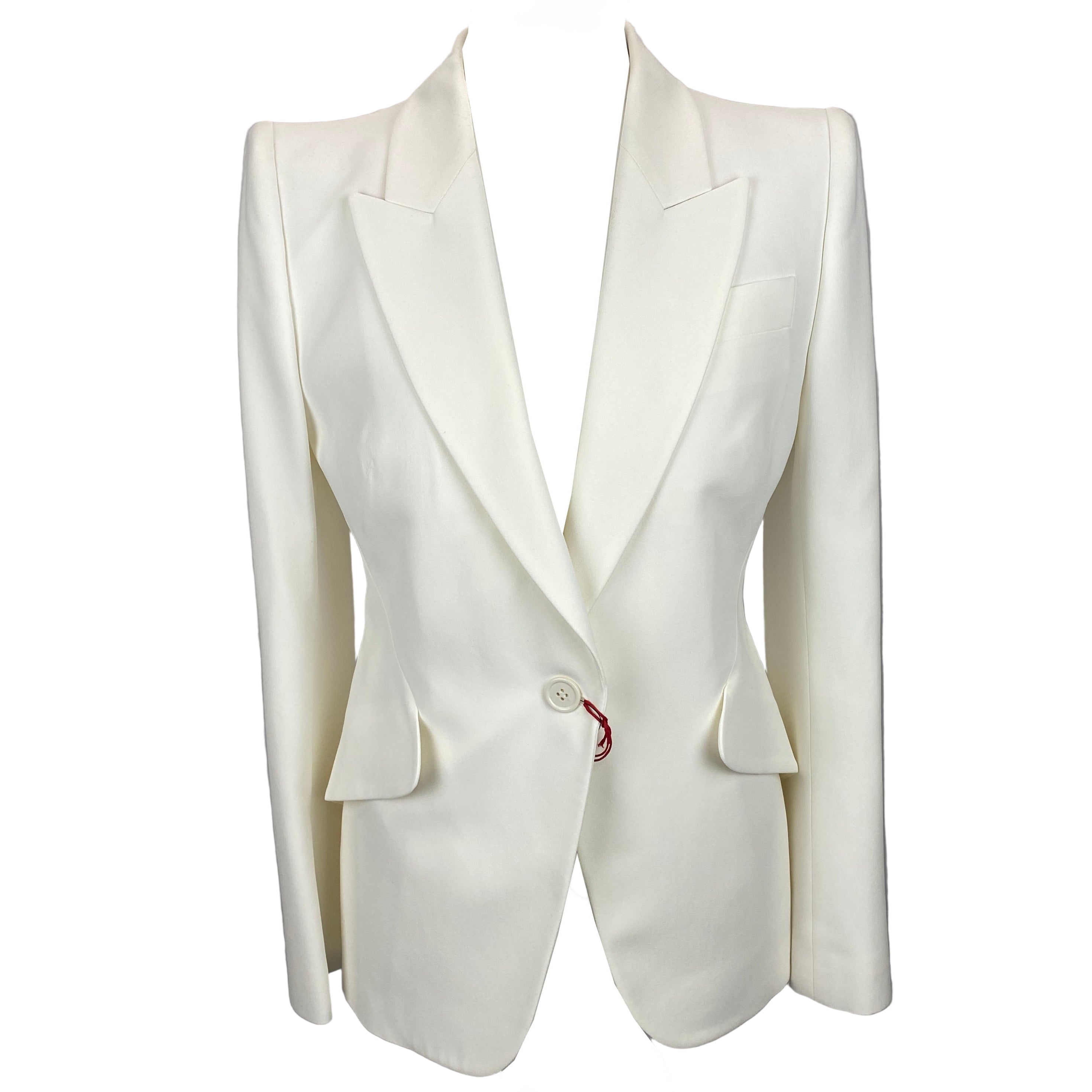 Alexander McQueen New £1690 Ivory Statement Crepe Jacket M