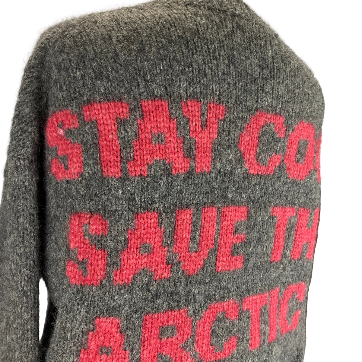 Alanui Charcoal STAY COOL SAVE THE ARCTIC Alpaca Sweater M