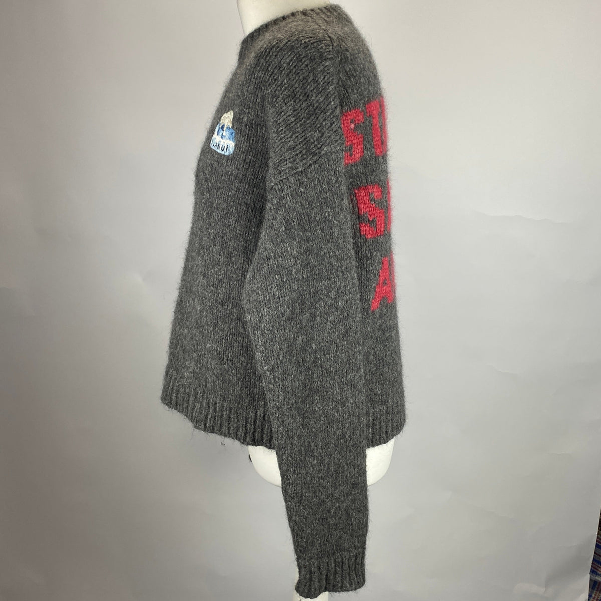 Alanui Charcoal STAY COOL SAVE THE ARCTIC Alpaca Sweater M