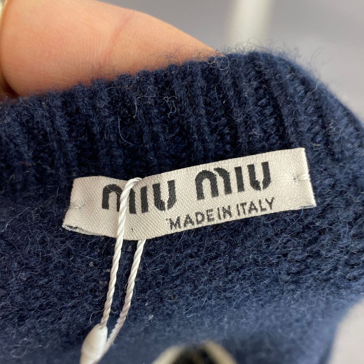 Miu Miu £980 Pointelle Striped Cashmere Sweater XS