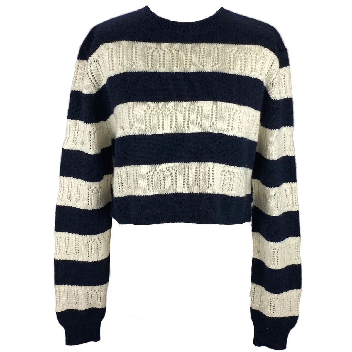 Miu Miu £980 Pointelle Striped Cashmere Sweater XS