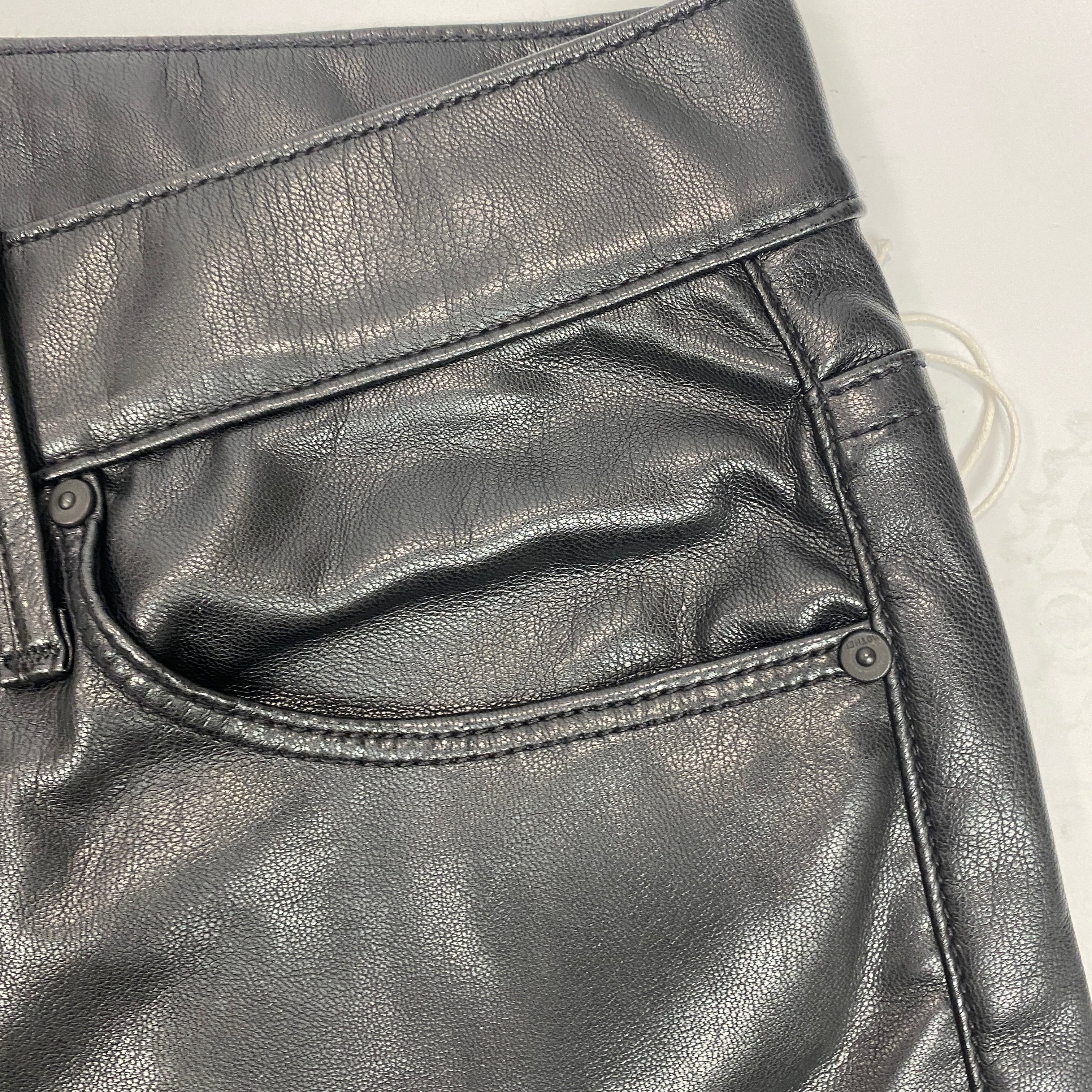 Mother New £214 Black Faux Leather the Dazzler Skimp Jeans 30