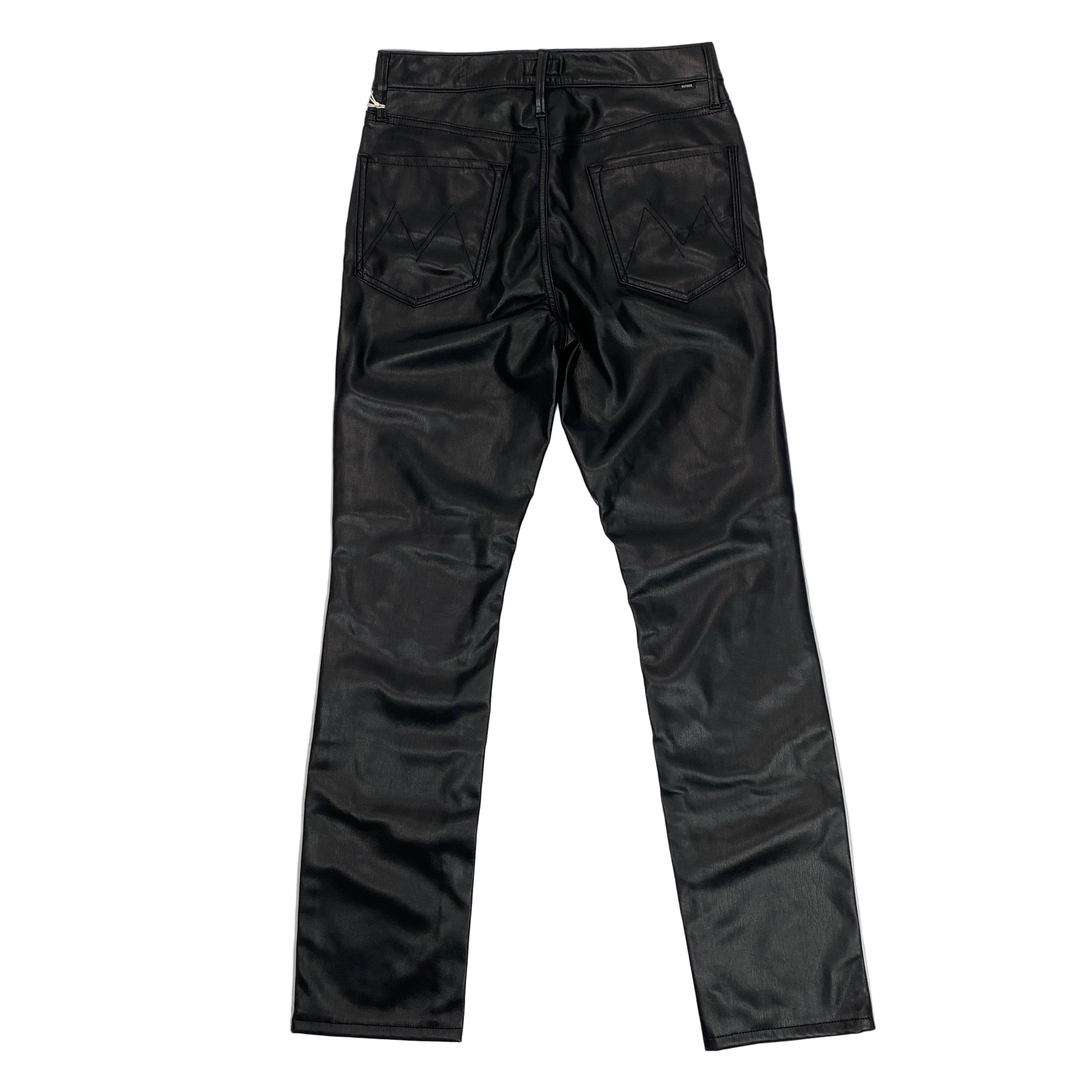 Mother New £214 Black Faux Leather the Dazzler Skimp Jeans 30