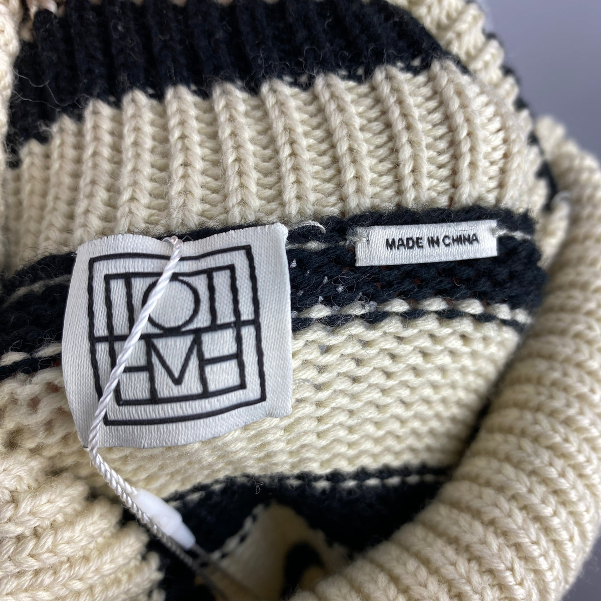 Toteme £420 Cream Signature Stripe Turtleneck Sweater S-XL