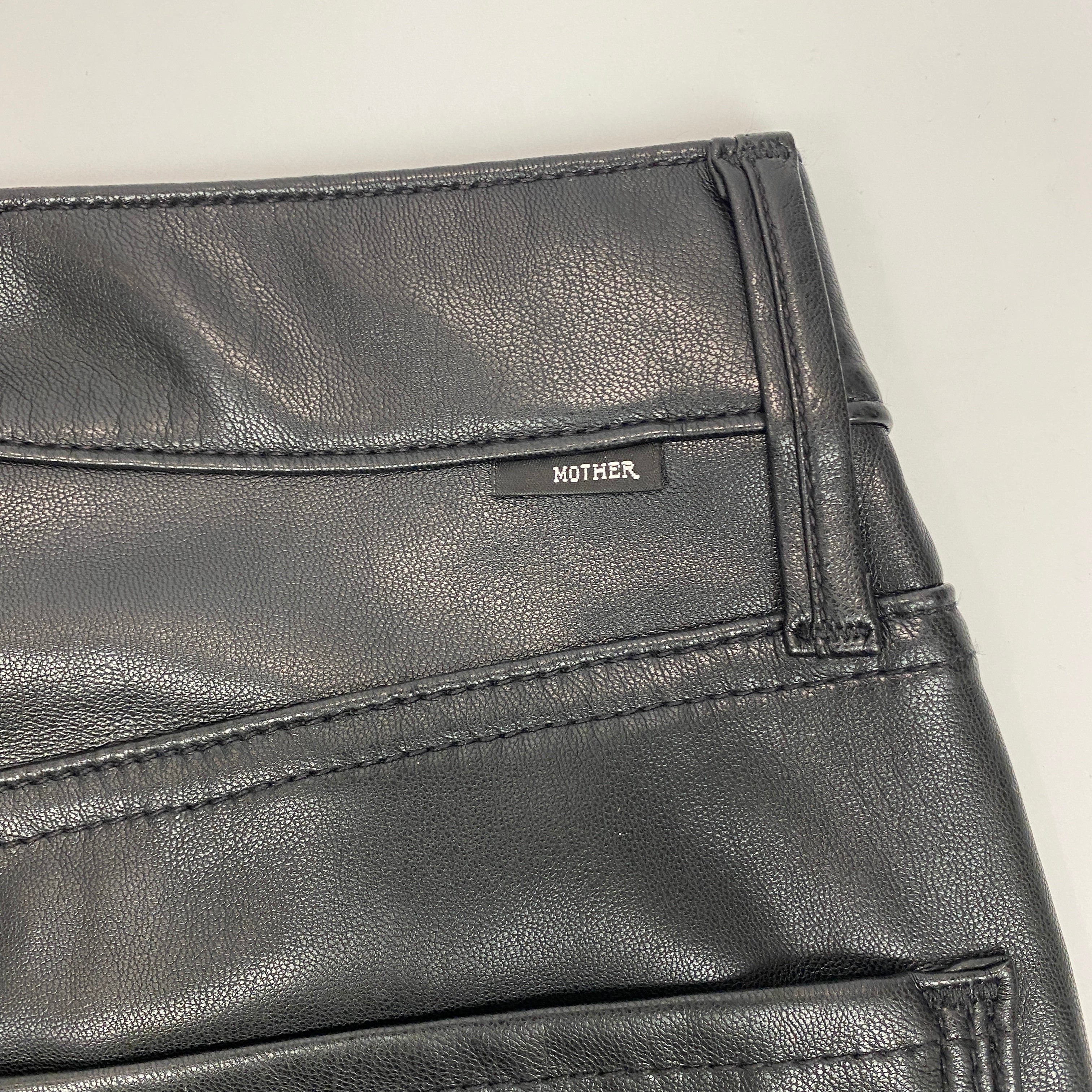 Mother New £214 Black Faux Leather the Dazzler Skimp Jeans 30