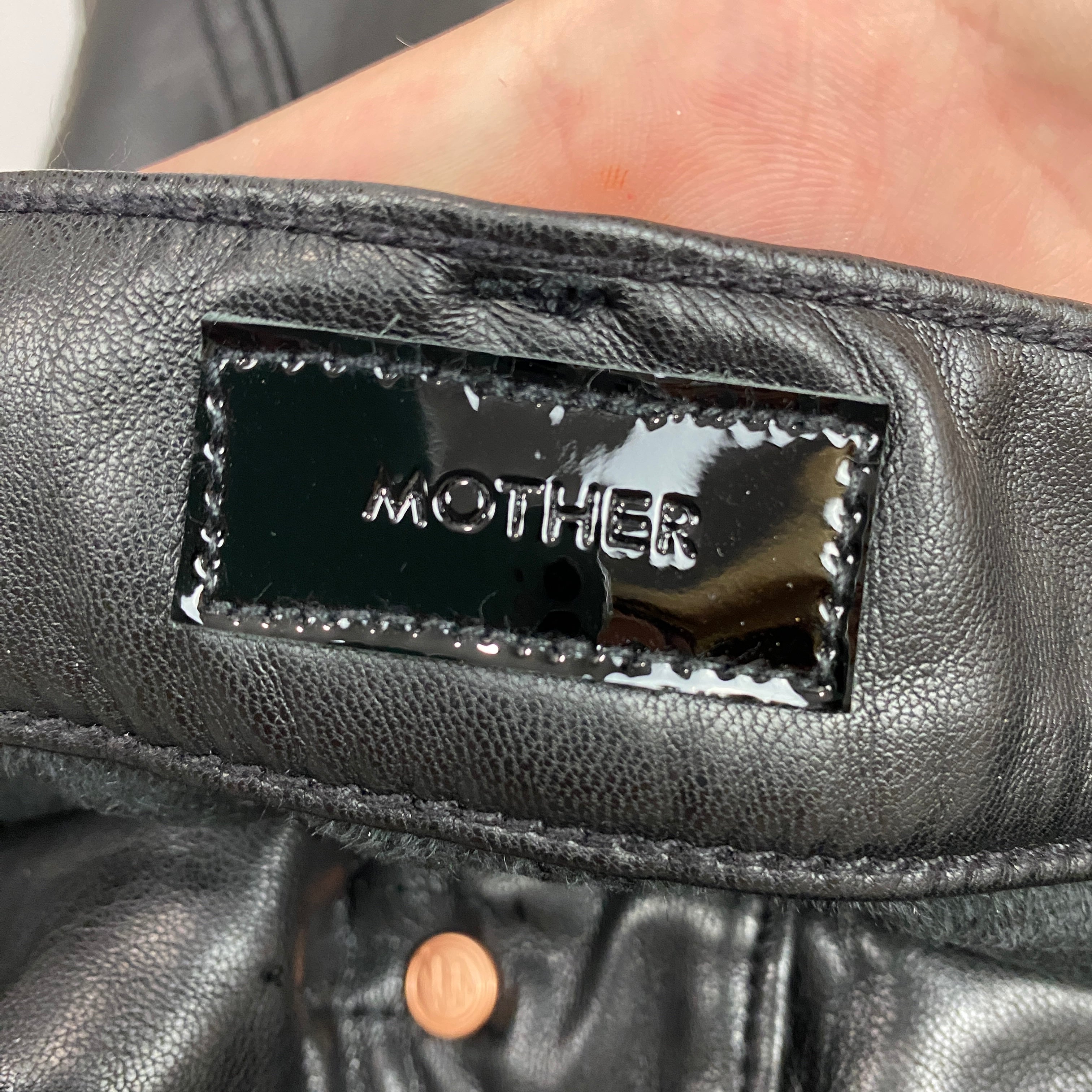 Mother New £214 Black Faux Leather the Dazzler Skimp Jeans 30