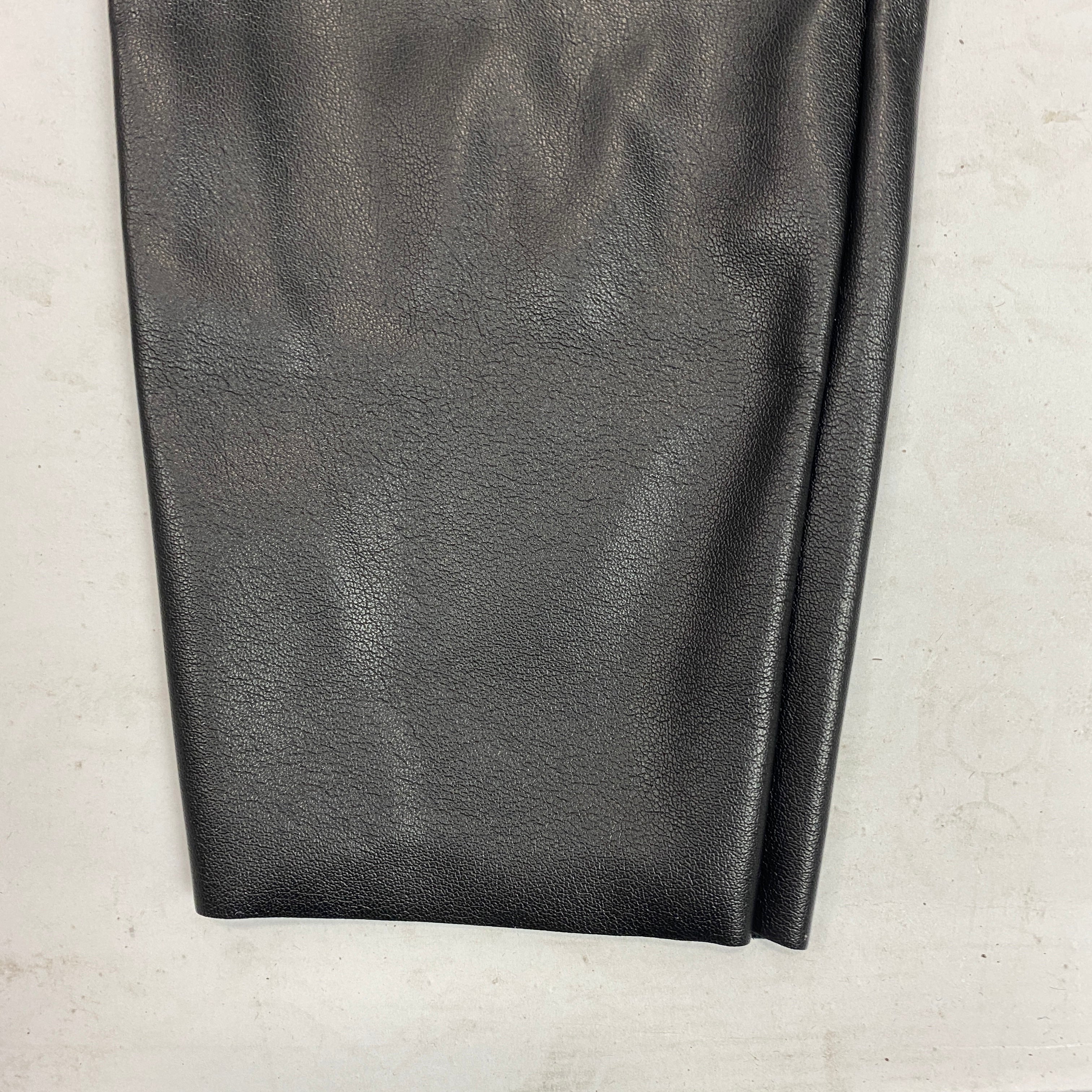 Wolford New £305 Black Faux Leather Estella Leggings L