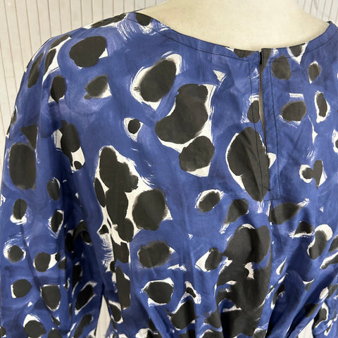 Marni Indigo & Charcoal Painted Print Cotton Midi Dress XS