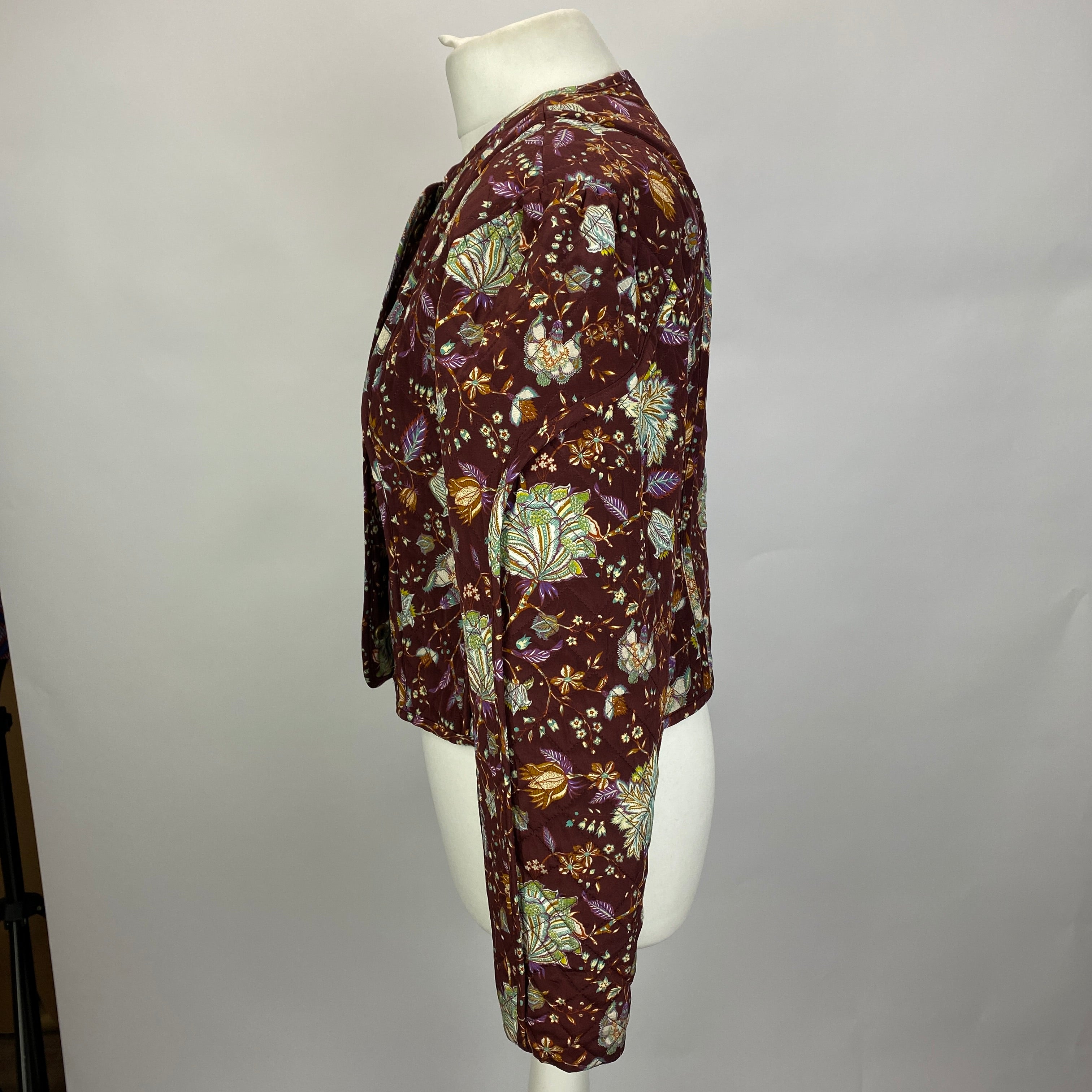 Ulla Johnson New £1000 Deep Burgundy Floral Quilted Silk Jacket S