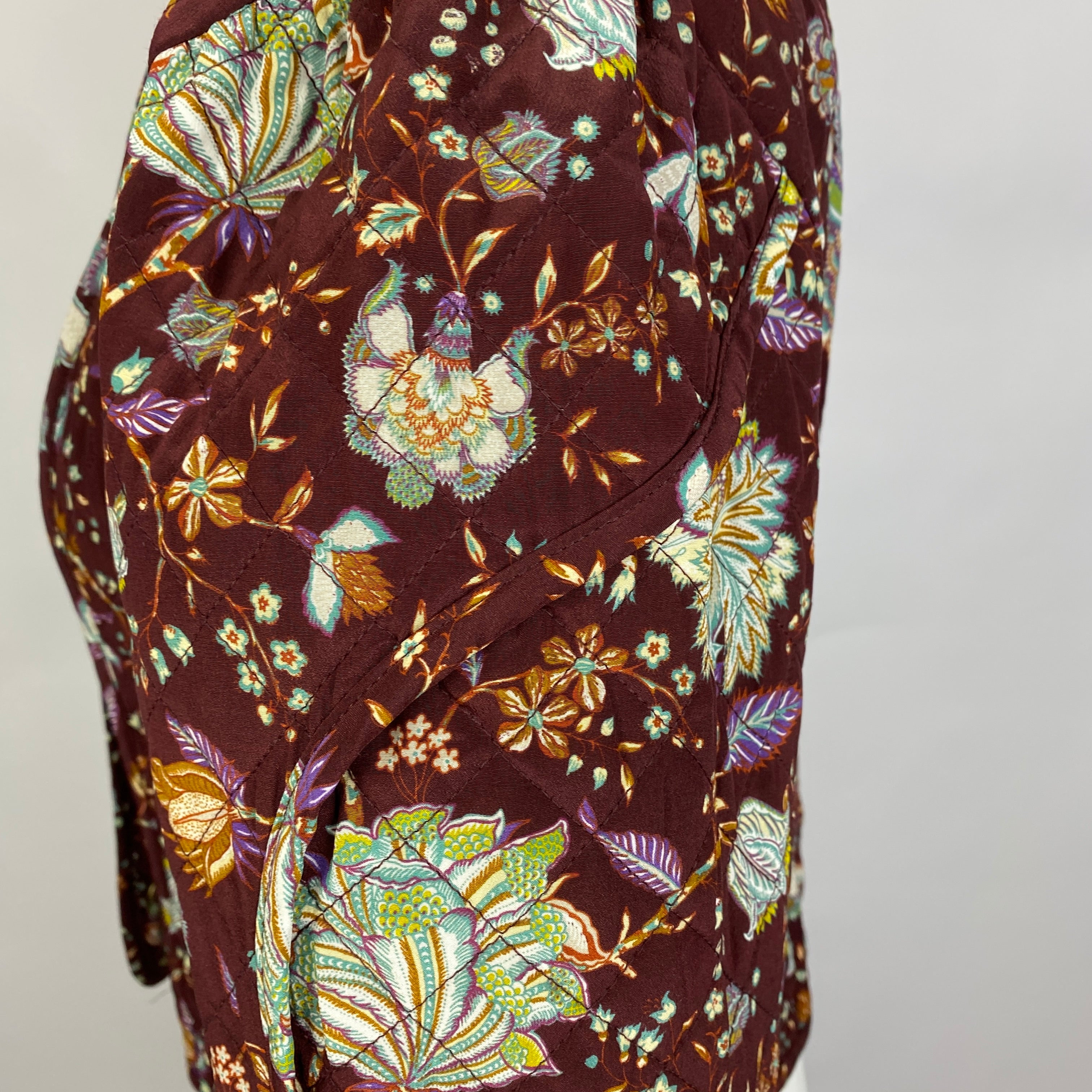 Ulla Johnson New £1000 Deep Burgundy Floral Quilted Silk Jacket S