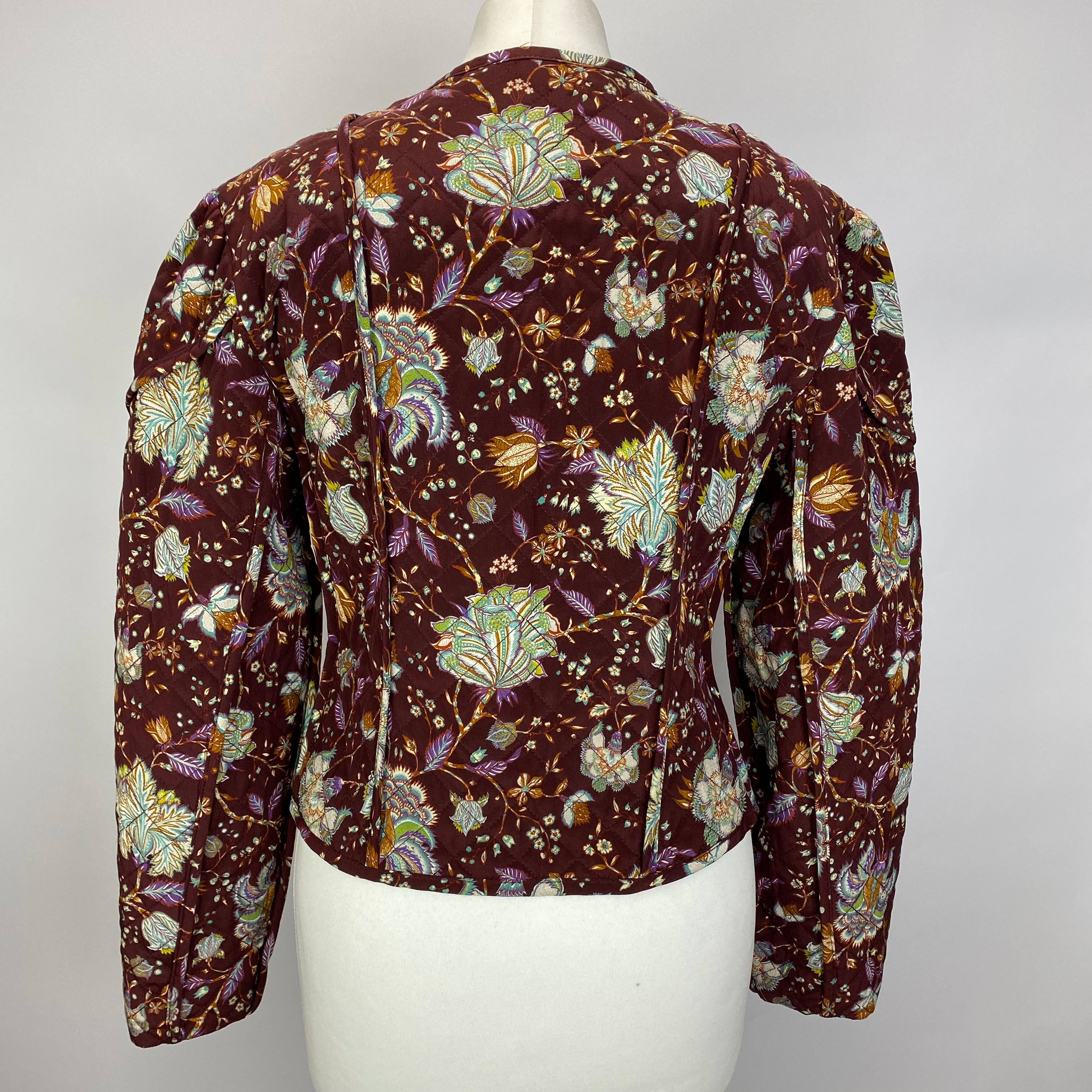 Ulla Johnson New £1000 Deep Burgundy Floral Quilted Silk Jacket S