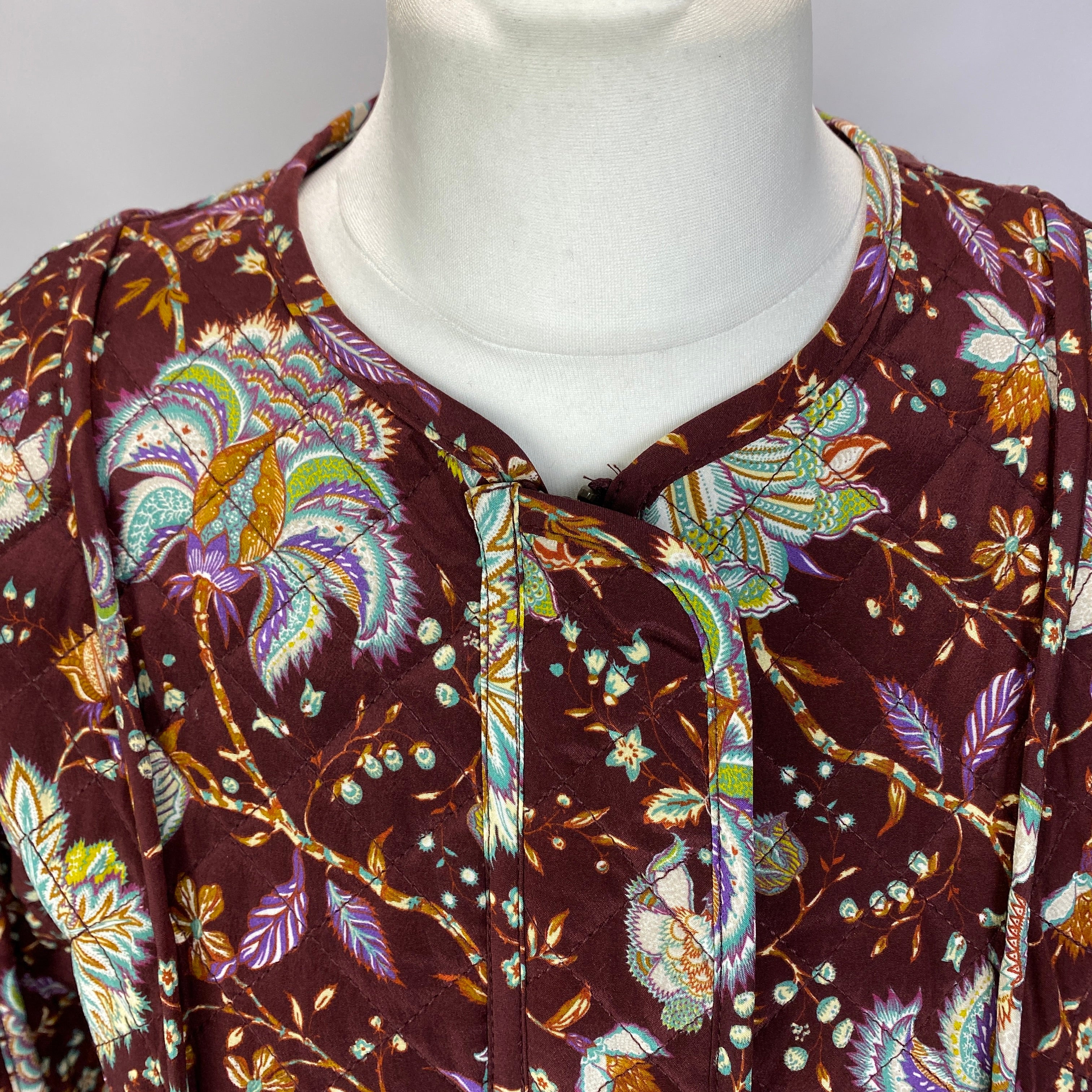 Ulla Johnson New £1000 Deep Burgundy Floral Quilted Silk Jacket S