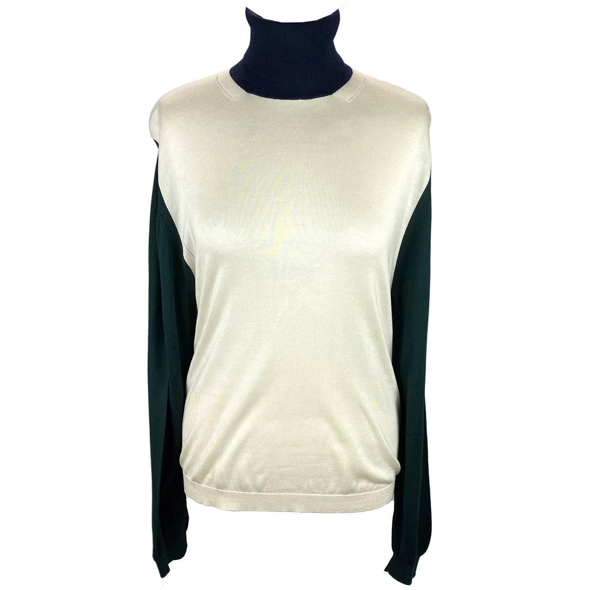 Burberry Ivory & Bottle Green Silk & Cashmere Sweater S