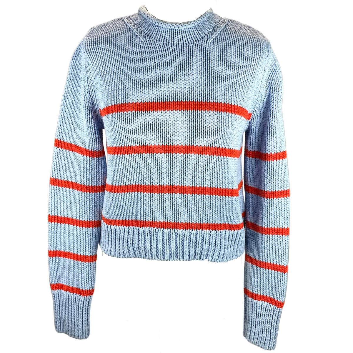 La Ligne Baby Blue & Red Stripe Chunky Cotton Sweater S