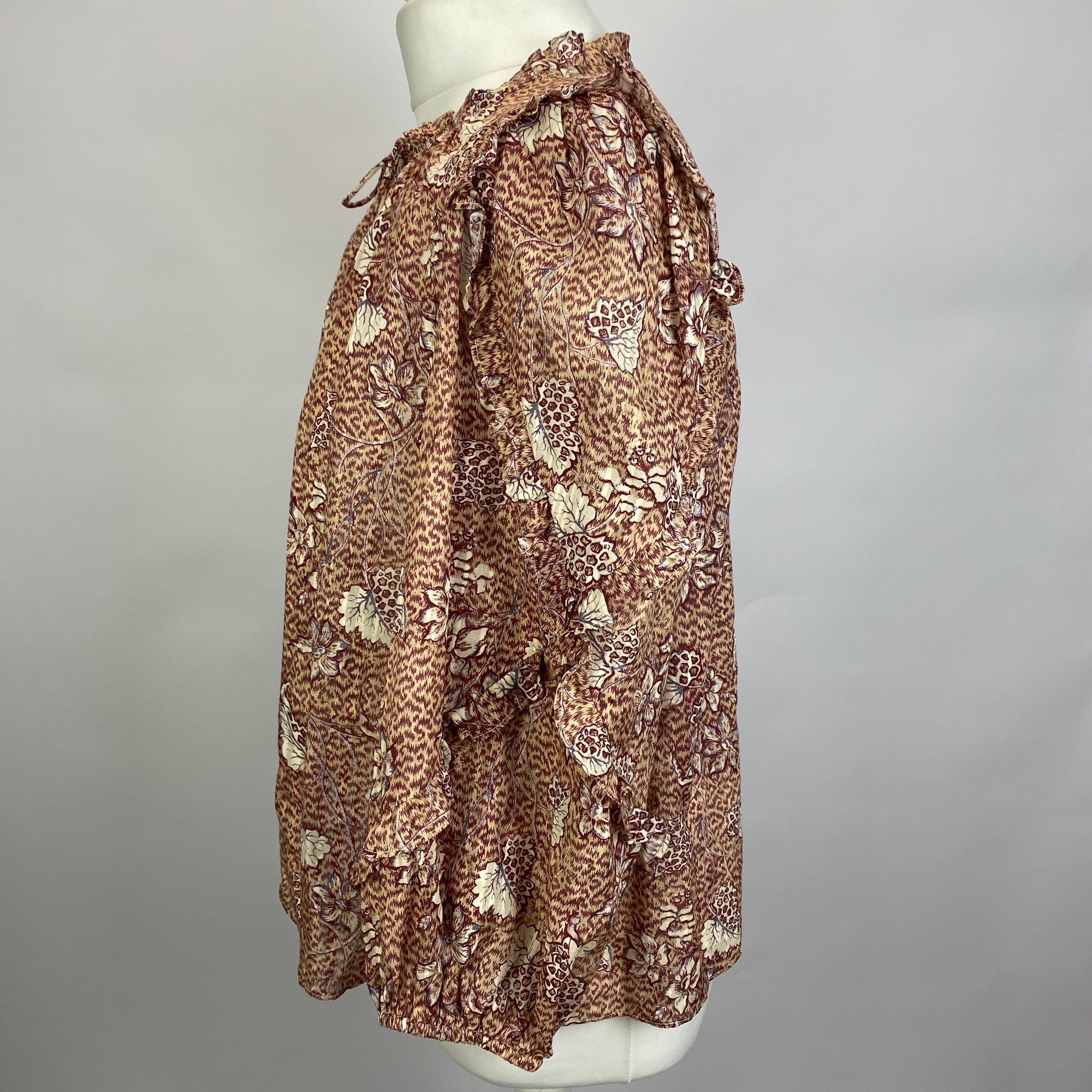 Ulla Johnson Deep Cream & Claret Floral Tunic Blouse M